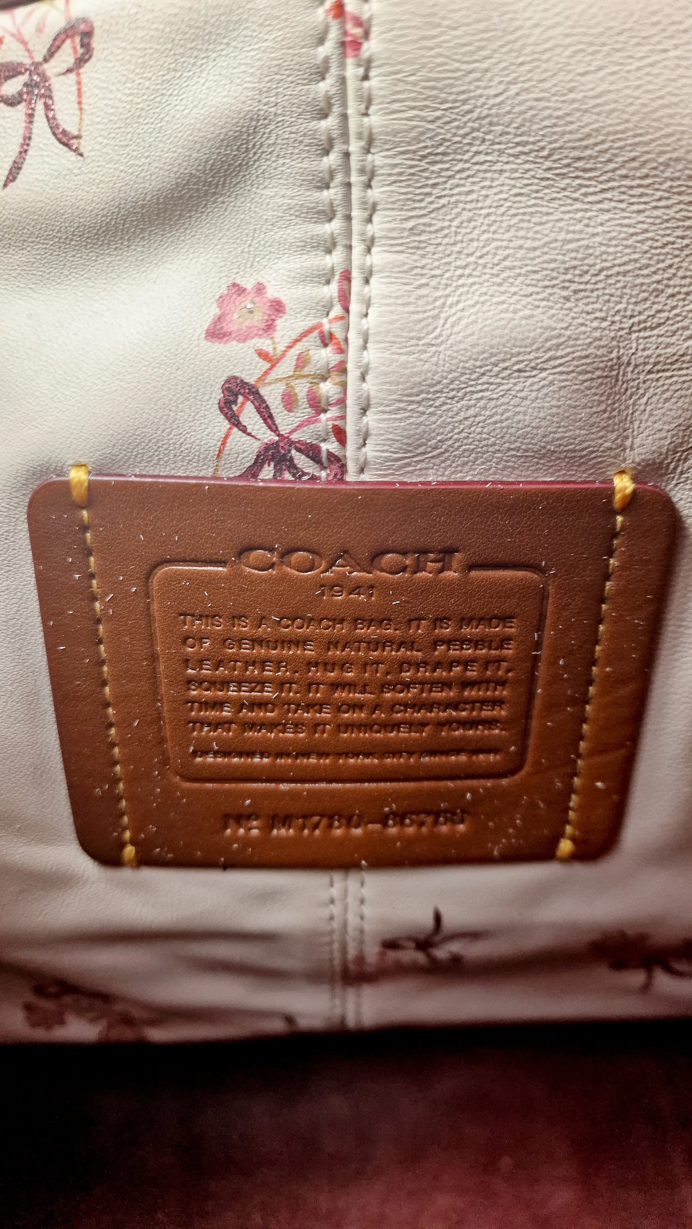 Coach 1941 Bandit Hobo 39 Bag in Peony Pink with Floral Bow - Pebble Leather - 2 in 1 handbag - Coach 86760 - Image 13