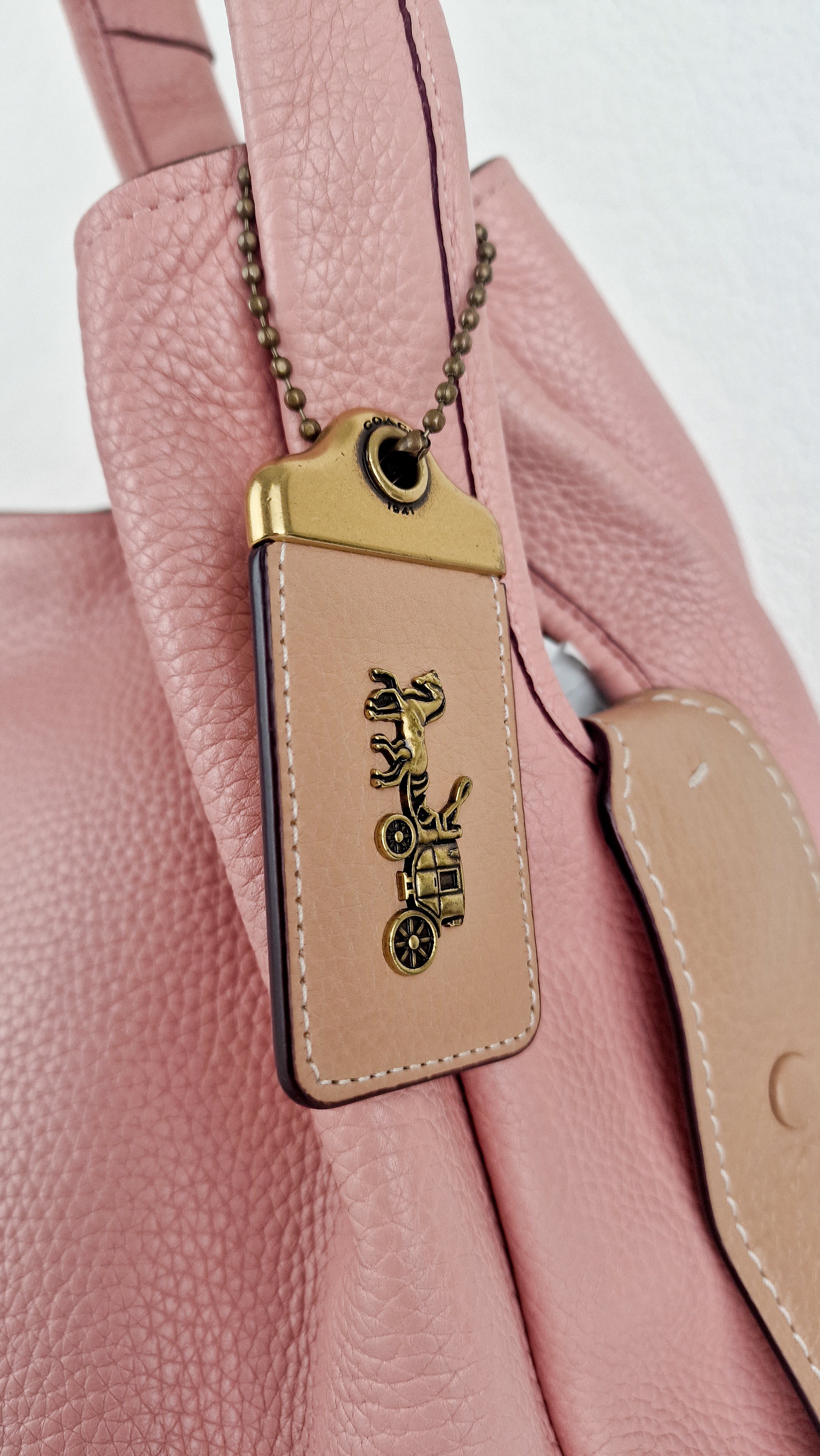 Coach 1941 Bandit Hobo 39 Bag in Peony Pink with Floral Bow - Pebble Leather - 2 in 1 handbag - Coach 86760 - Image 17