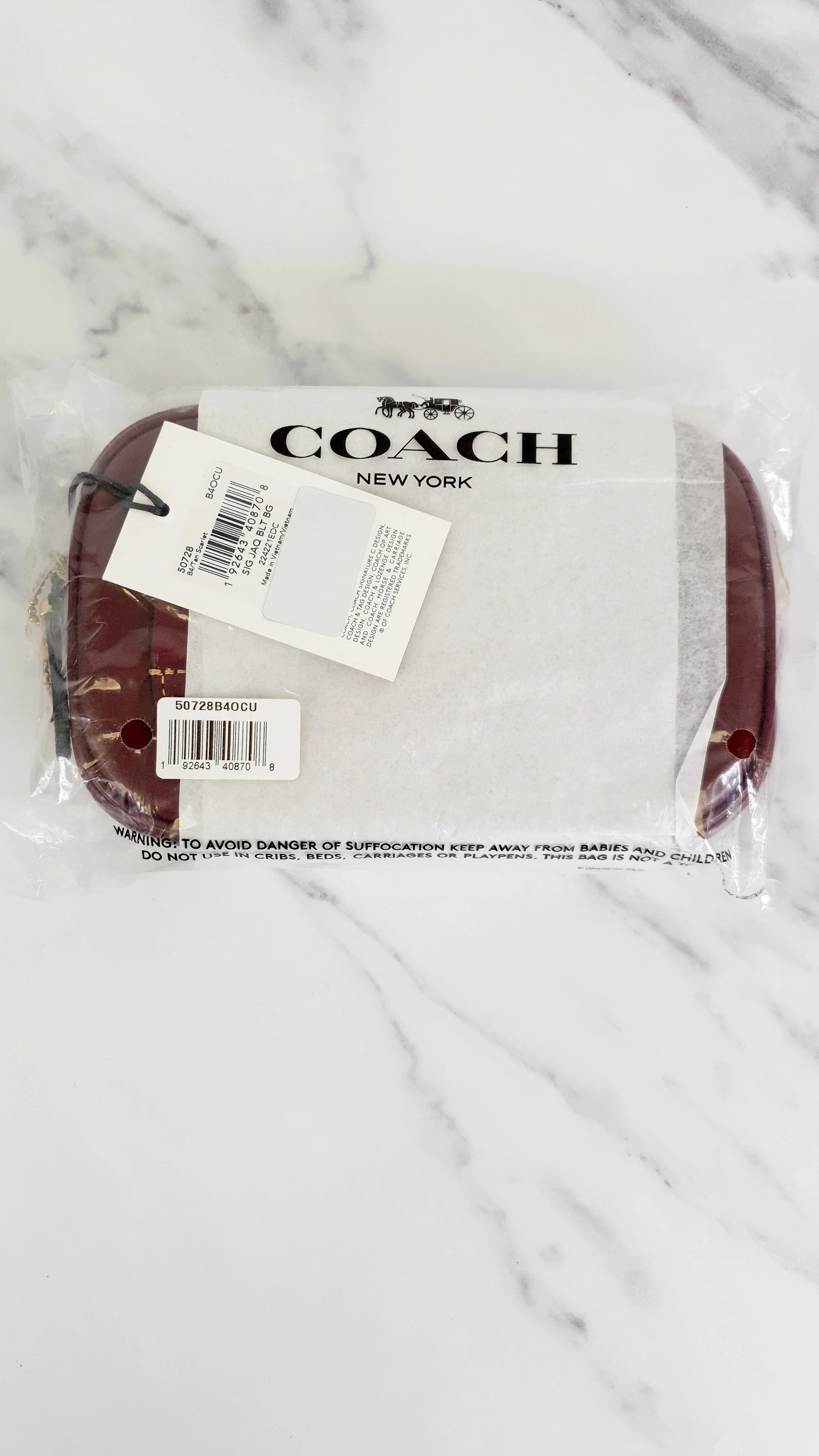 Coach 1941 Belt Bag Camera Bag in Tan Signature & Scarlett Burgundy Smooth Leather - Coach 50728 - Image 13