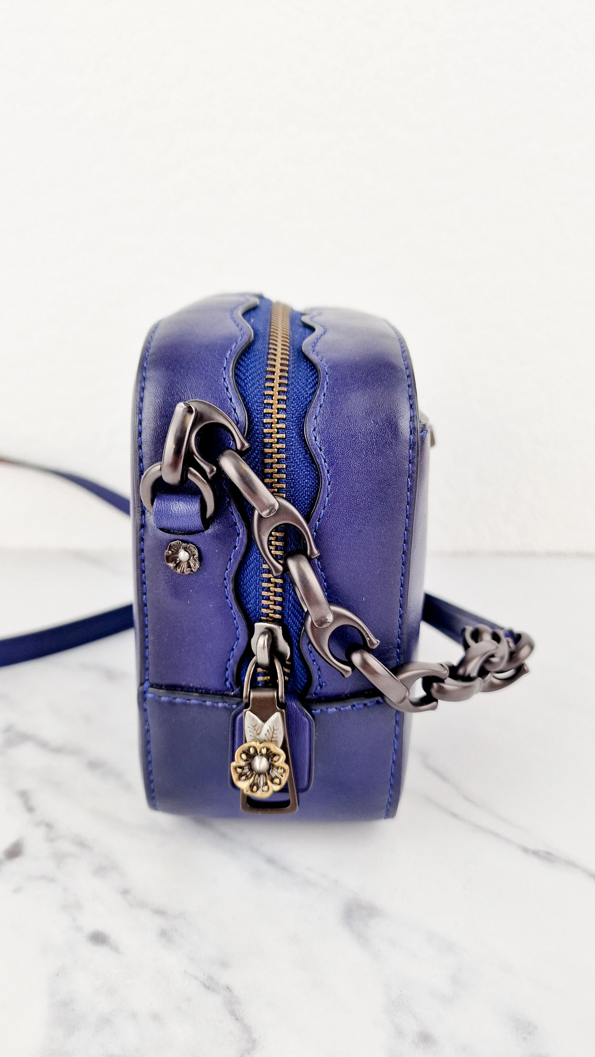 Coach 1941 Camera Bag with Tea Rose Turnlock Scalloped Edge C-Chain Strap Cadet Blue Purple Crossbody Bag - Coach 29094 - Image 10
