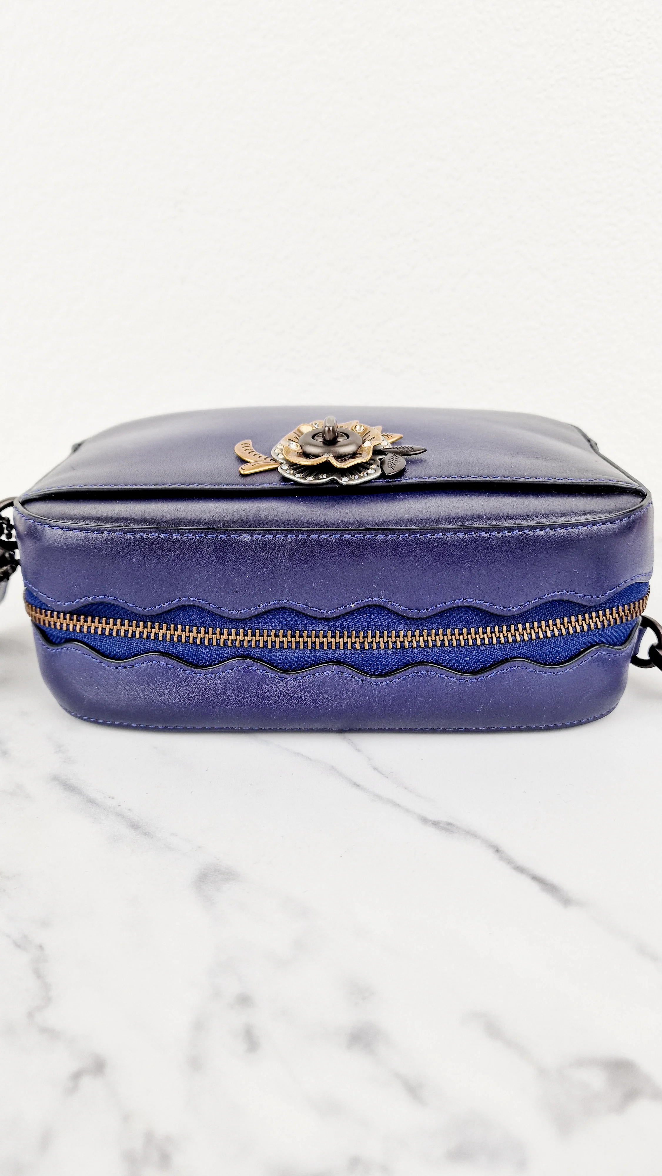 Coach 1941 Camera Bag with Tea Rose Turnlock Scalloped Edge C-Chain Strap Cadet Blue Purple Crossbody Bag - Coach 29094 - Image 18