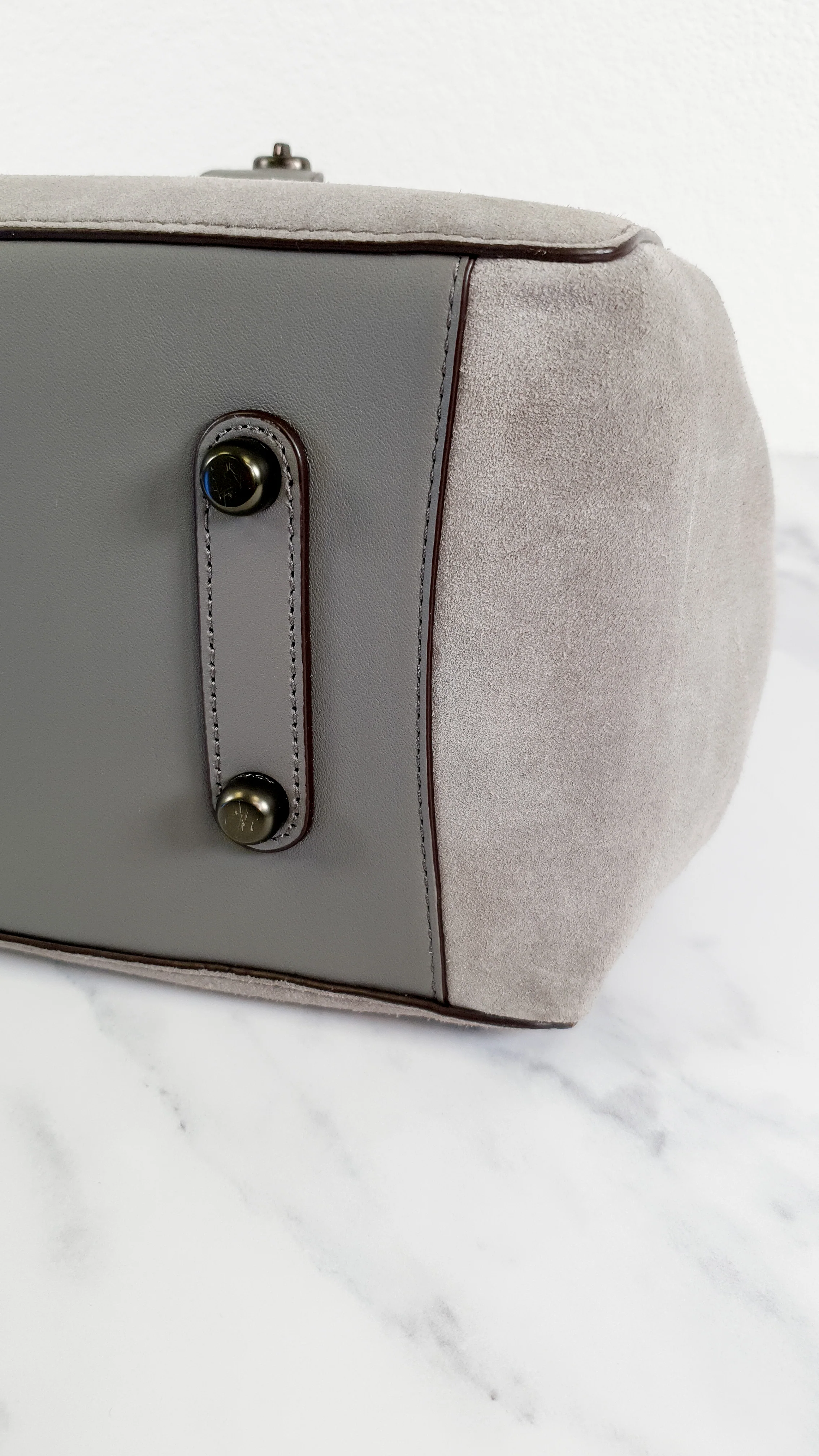 Coach 1941 Cooper Carryall Bag in Heather Grey Suede & Leather Lining - Crossbody Handbag Tote - Coach 22822 - Image 14