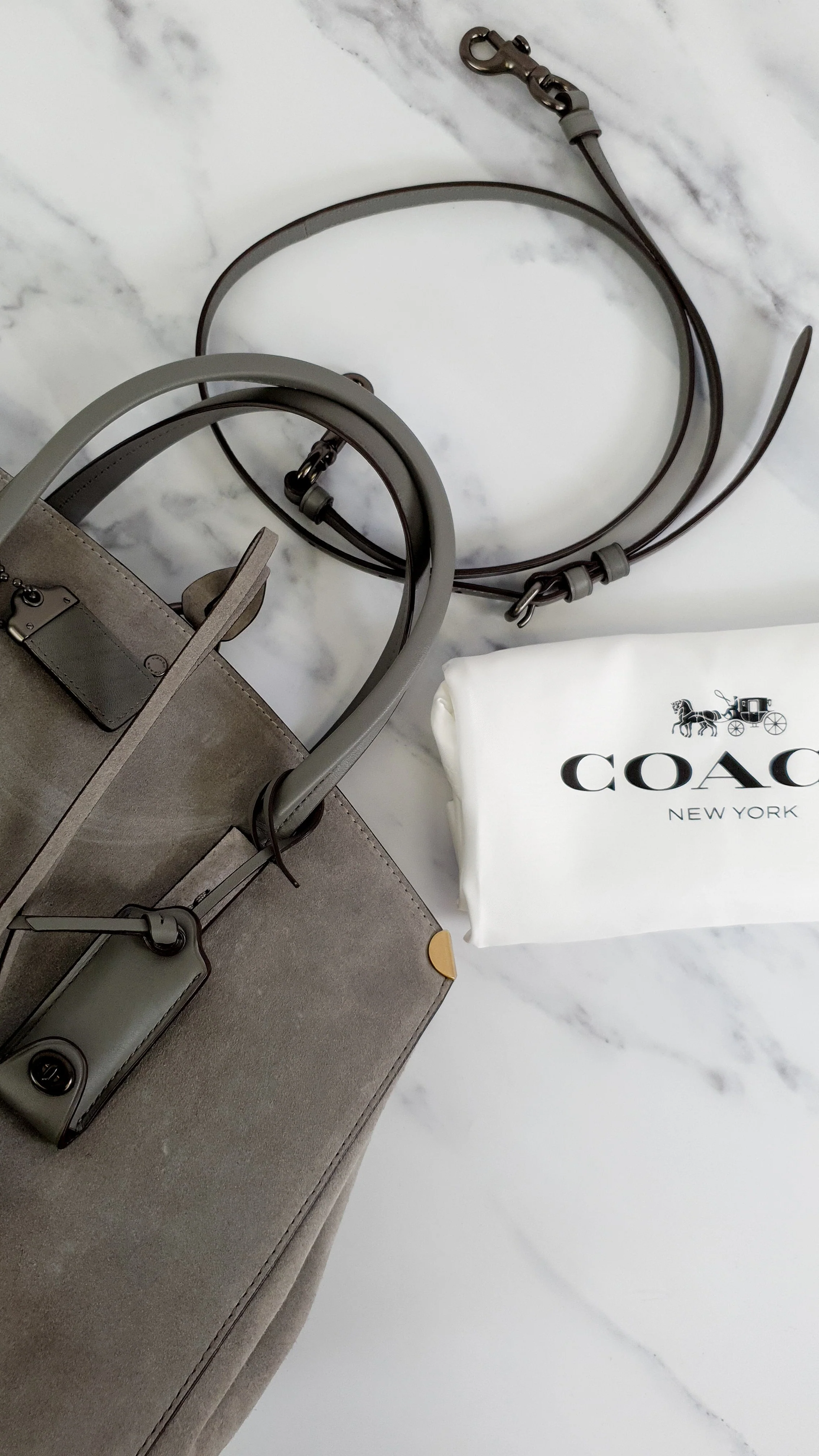 Coach 1941 Cooper Carryall Bag in Heather Grey Suede & Leather Lining - Crossbody Handbag Tote - Coach 22822 - Image 18
