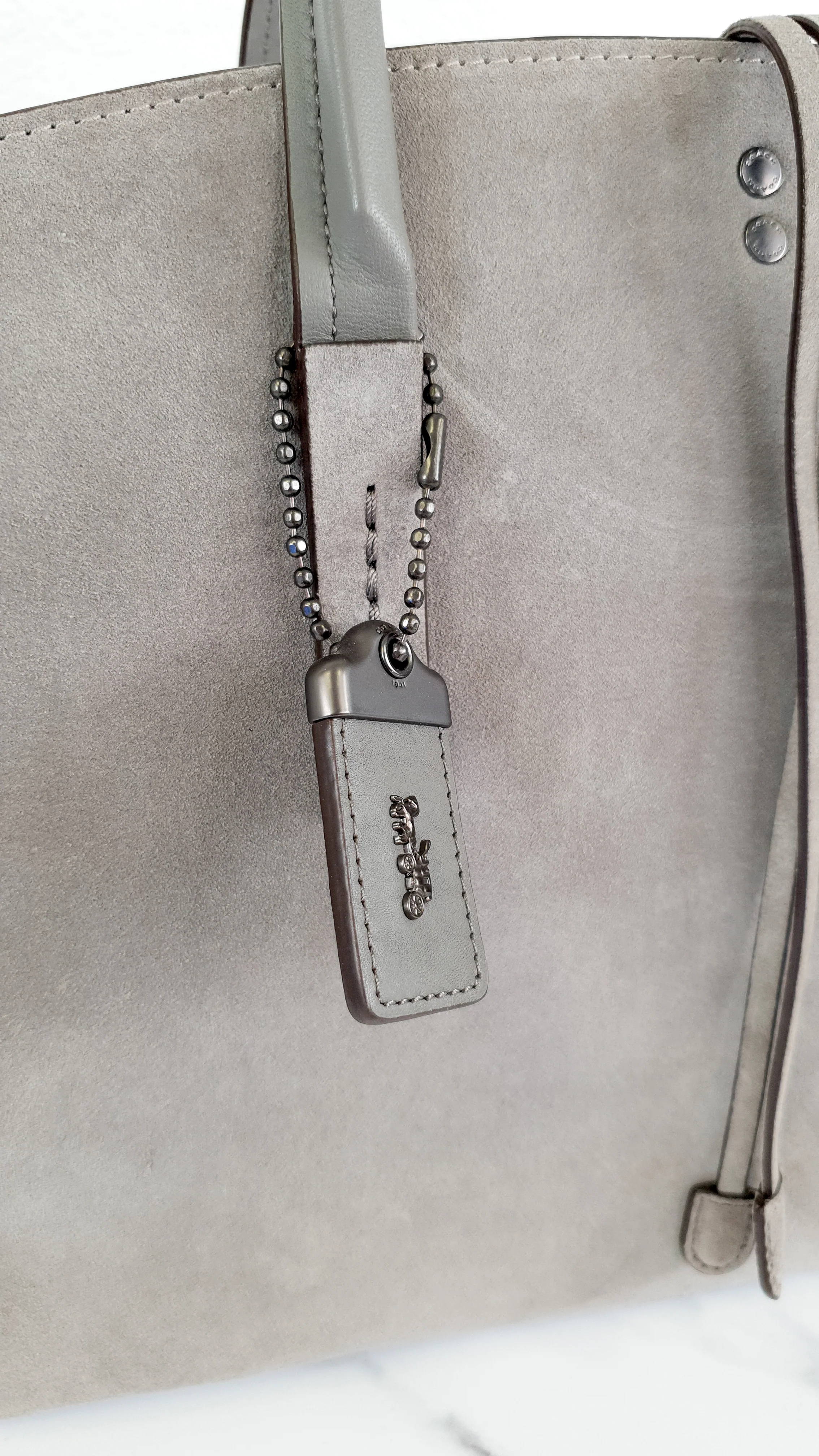Coach 1941 Cooper Carryall Bag in Heather Grey Suede & Leather Lining - Crossbody Handbag Tote - Coach 22822 - Image 2