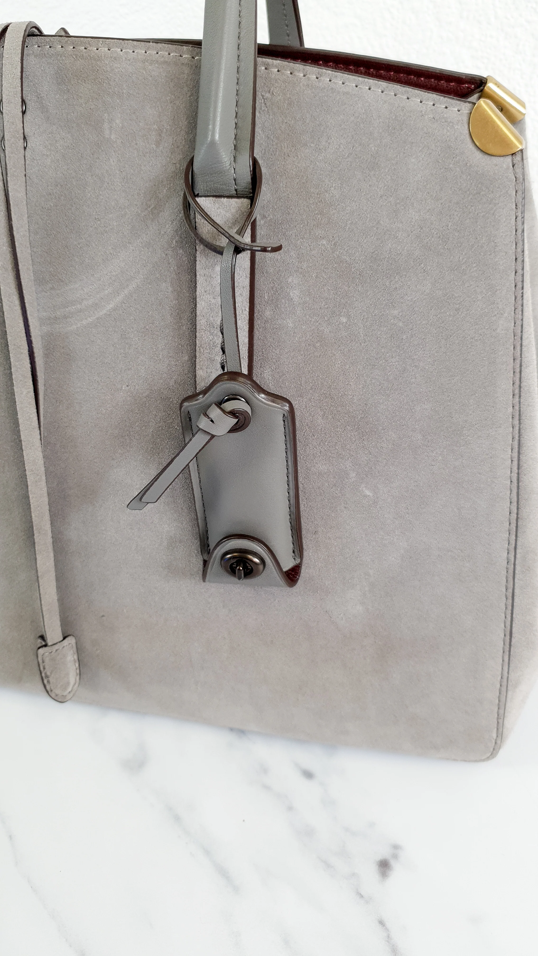 Coach 1941 Cooper Carryall Bag in Heather Grey Suede & Leather Lining - Crossbody Handbag Tote - Coach 22822 - Image 4
