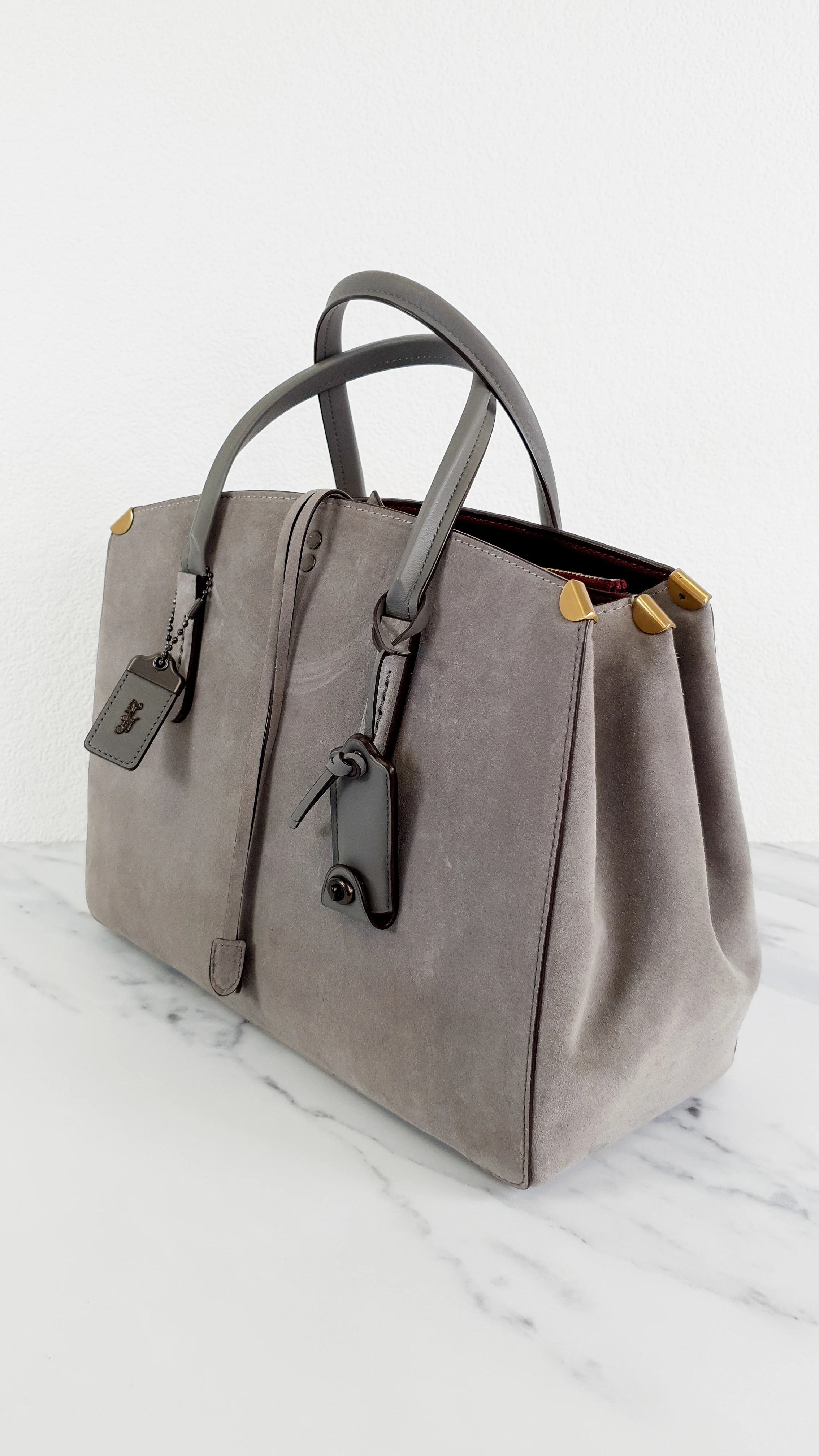 Coach 1941 Cooper Carryall Bag in Heather Grey Suede & Leather Lining - Crossbody Handbag Tote - Coach 22822 - Image 5