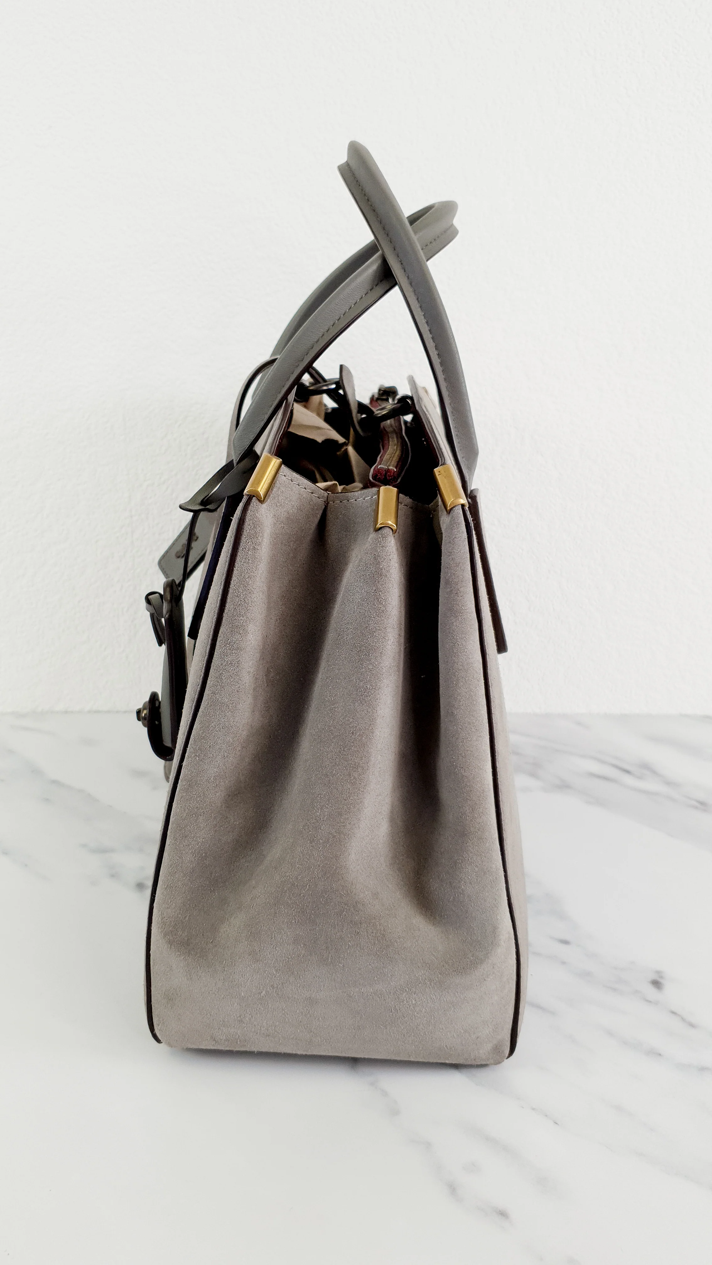 Coach 1941 Cooper Carryall Bag in Heather Grey Suede & Leather Lining - Crossbody Handbag Tote - Coach 22822 - Image 6