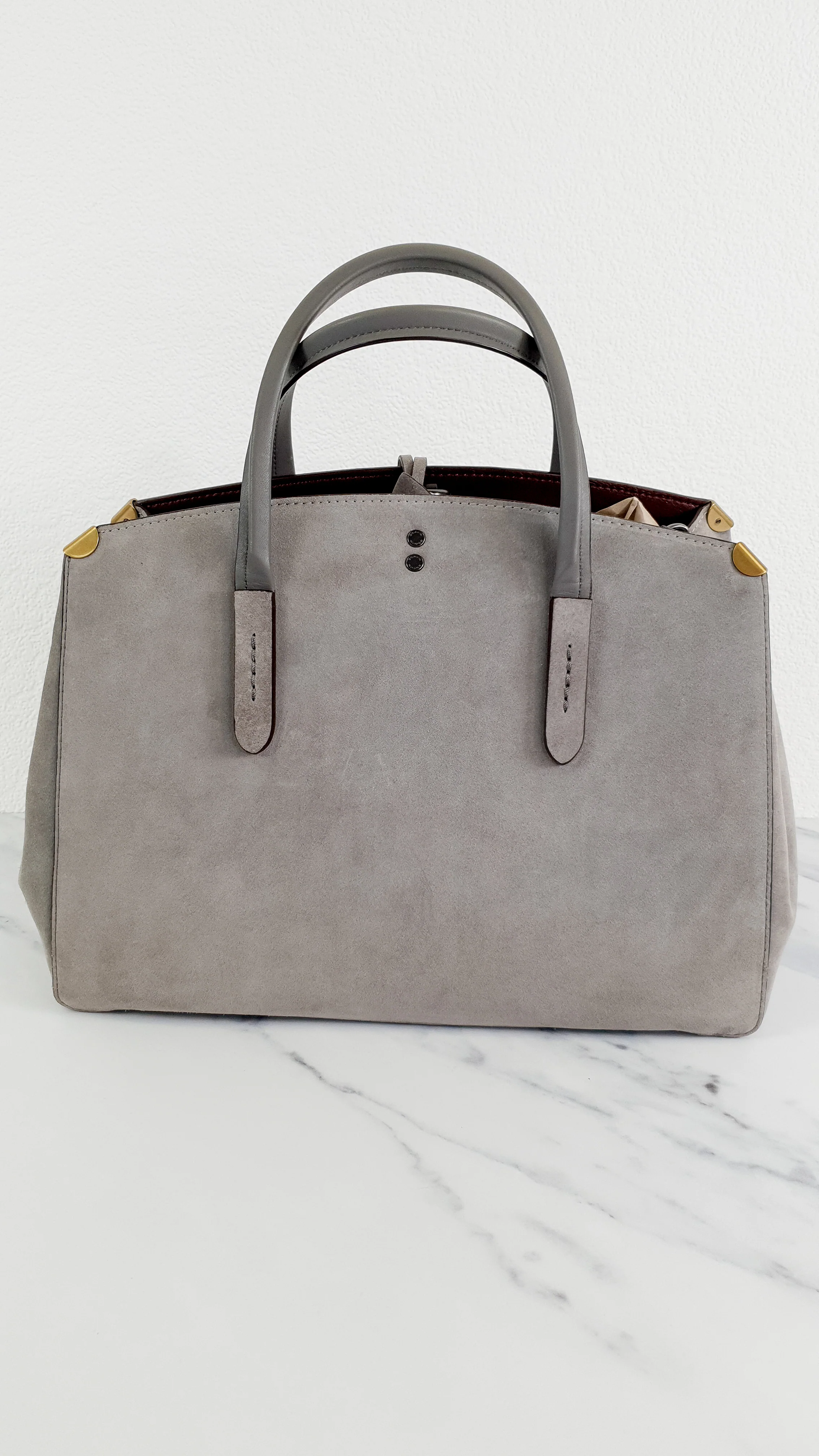 Coach 1941 Cooper Carryall Bag in Heather Grey Suede & Leather Lining - Crossbody Handbag Tote - Coach 22822 - Image 7