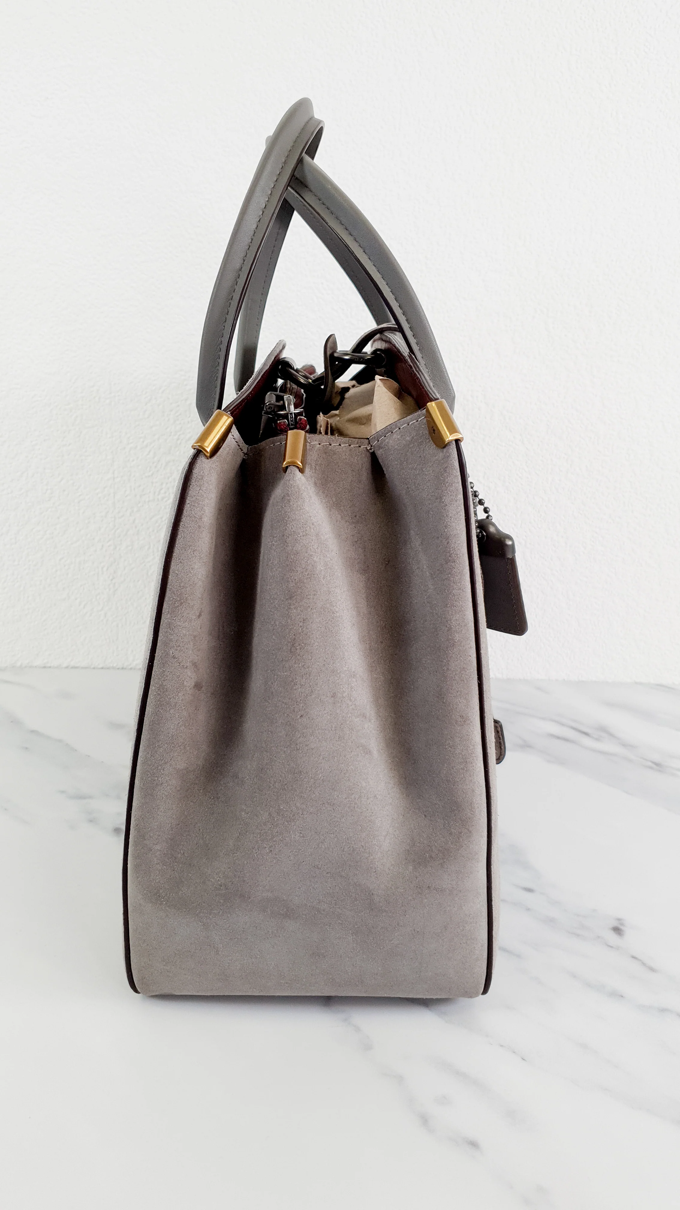 Coach 1941 Cooper Carryall Bag in Heather Grey Suede & Leather Lining - Crossbody Handbag Tote - Coach 22822 - Image 8