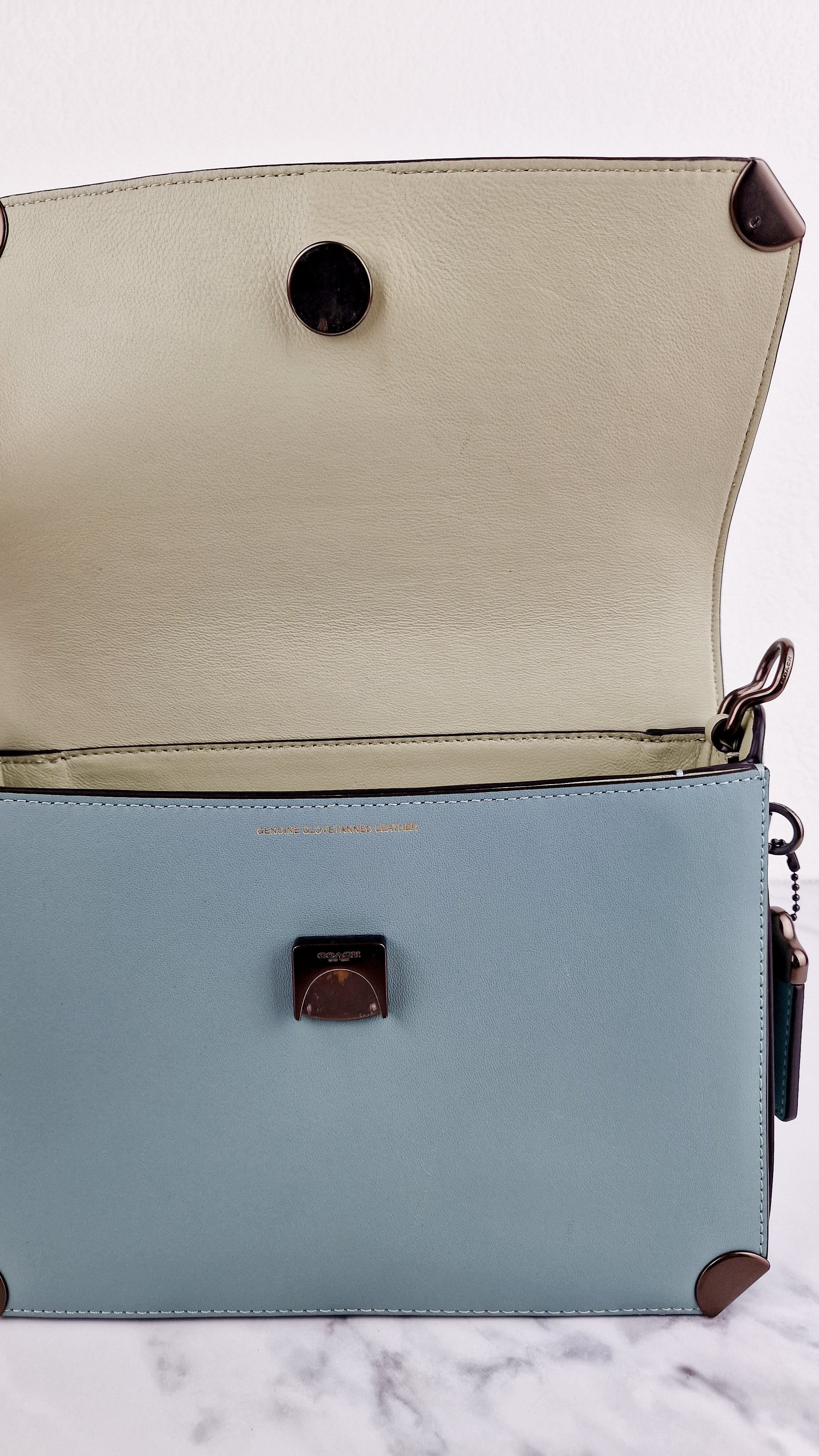 Coach 1941 Cooper Shoulder Bag Sage Green Blue Crossbody Flap Bag - Coach 38660 - Image 14