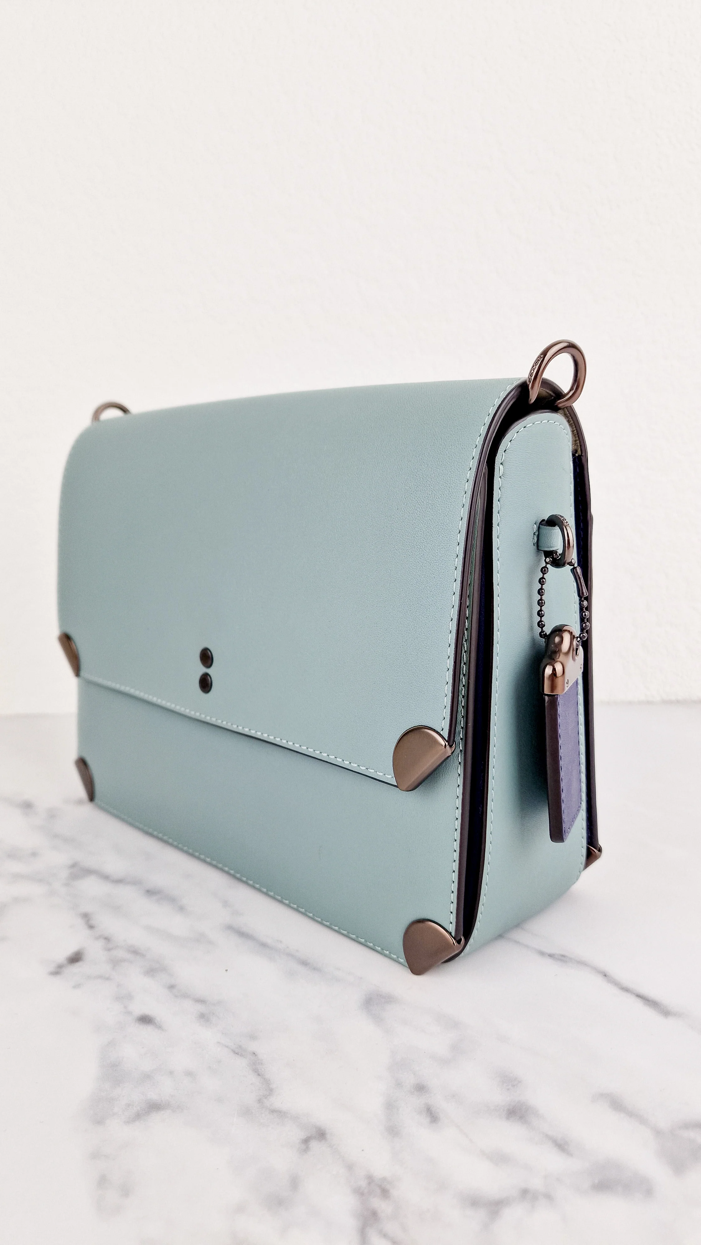 Coach 1941 Cooper Shoulder Bag Sage Green Blue Crossbody Flap Bag - Coach 38660 - Image 6
