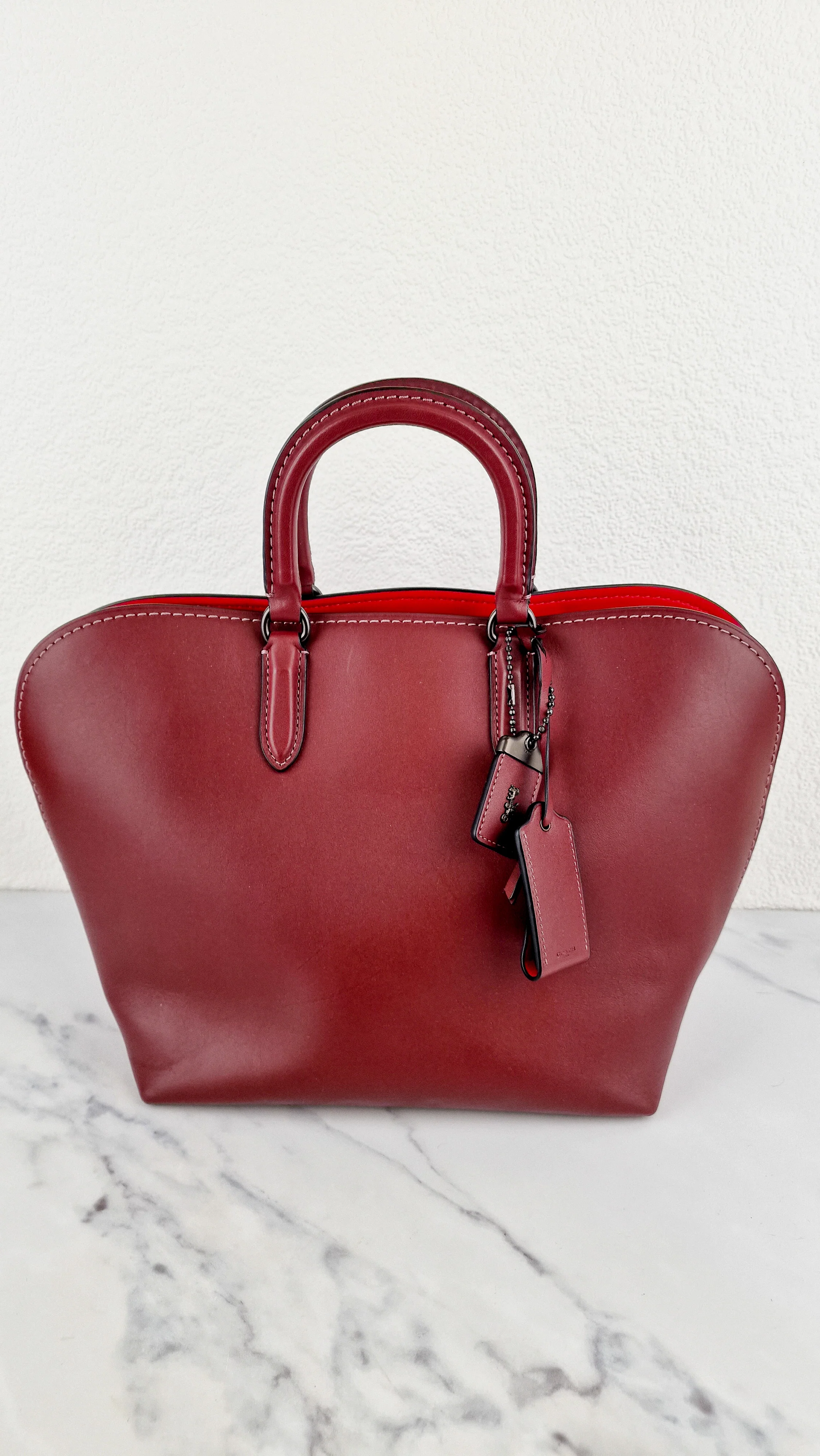 Coach 1941 Dakotah Satchel in Burgundy Red Smooth Leather Handbag Crossbody Bag - Coach 59132