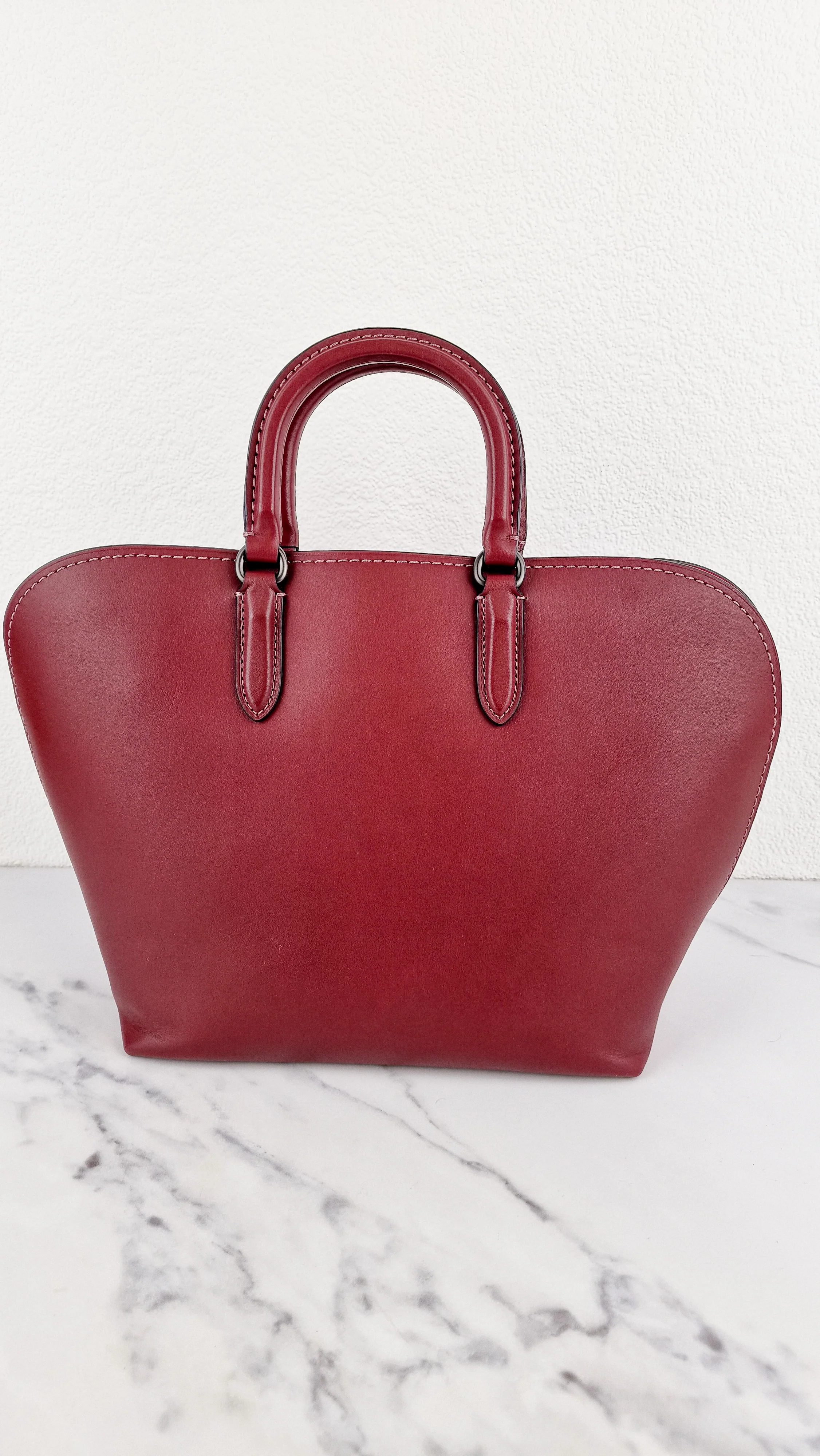 Coach 1941 Dakotah Satchel in Burgundy Red Smooth Leather Handbag Crossbody Bag - Coach 59132 - Image 4