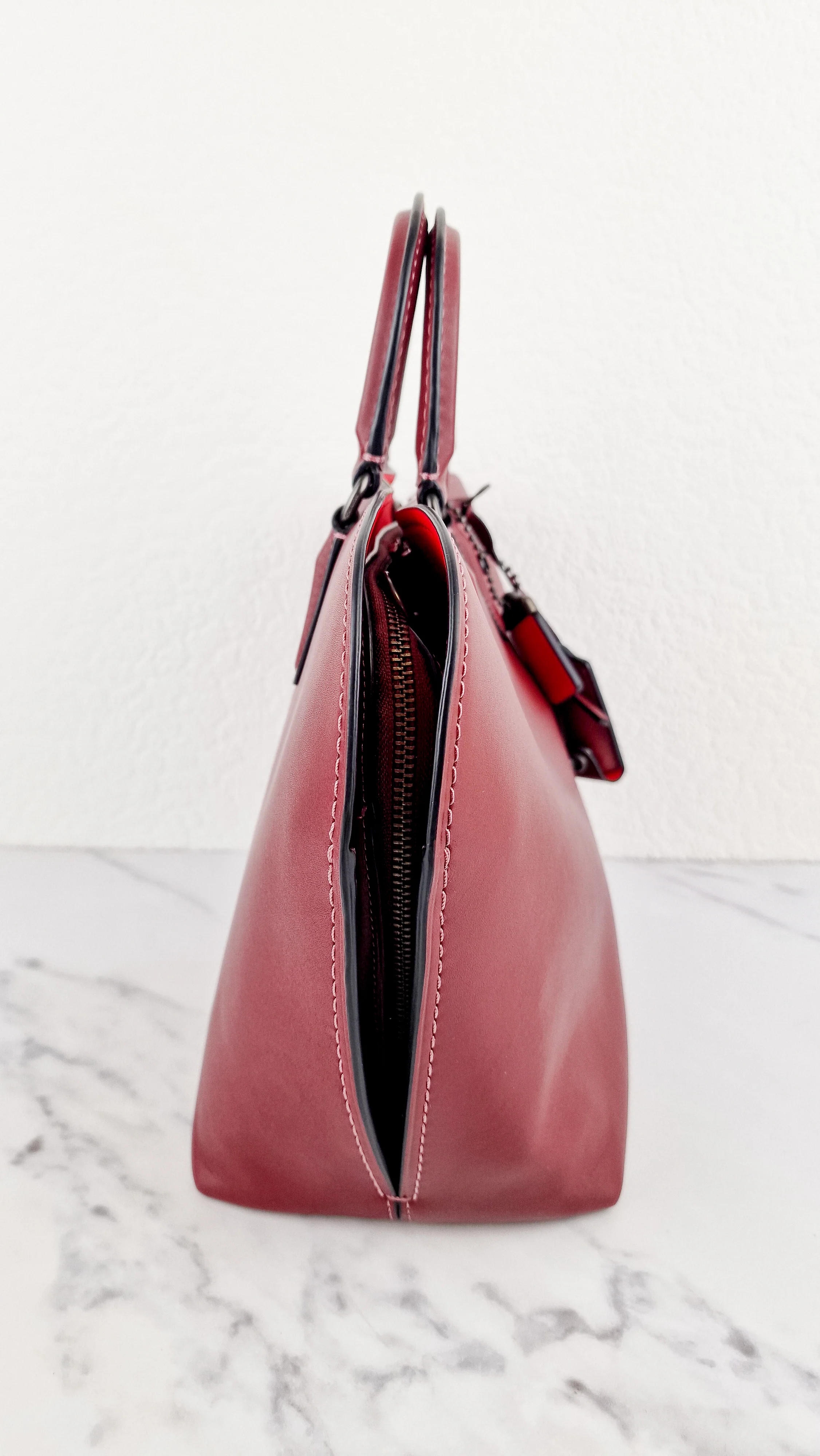 Coach 1941 Dakotah Satchel in Burgundy Red Smooth Leather Handbag Crossbody Bag - Coach 59132 - Image 5