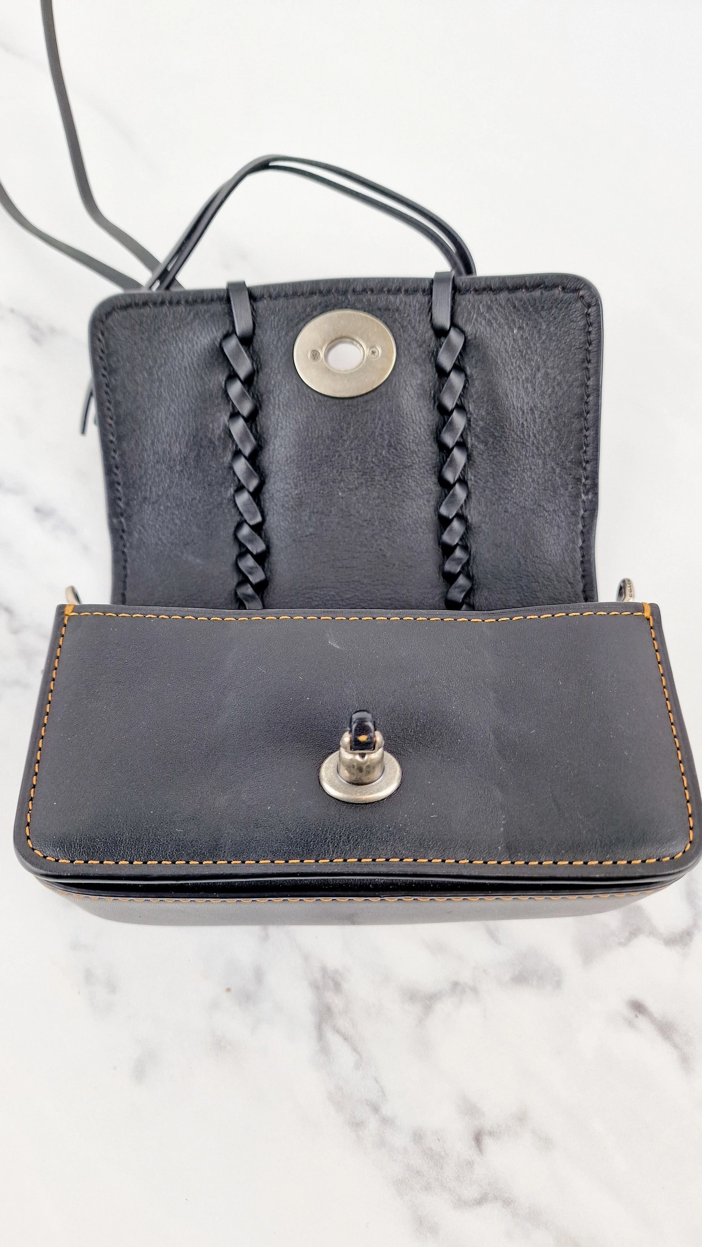 Coach 1941 Dinkier with Whipstitch Snake Trim in Black Smooth Leather With Pink Snakeskin - Crossbody Bag Clutch Mini Dinky - Coach 86819 - Image 12