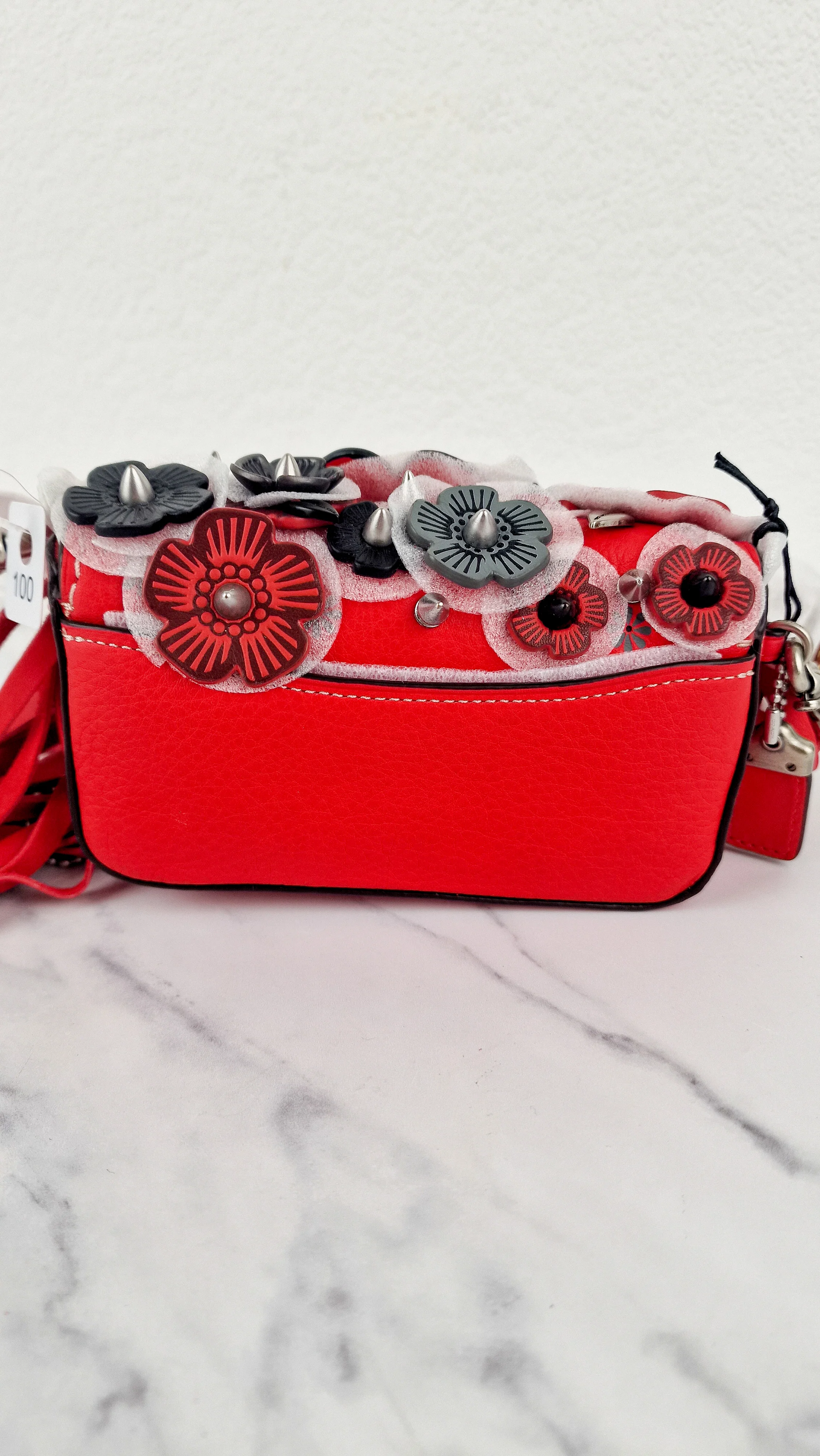 Coach 1941 Dinkier in Vermillion Red with Wild Tea Roses Studs & Fringes - Crossbody Bag Clutch Mini Dinky - Coach 86852 - Image 11
