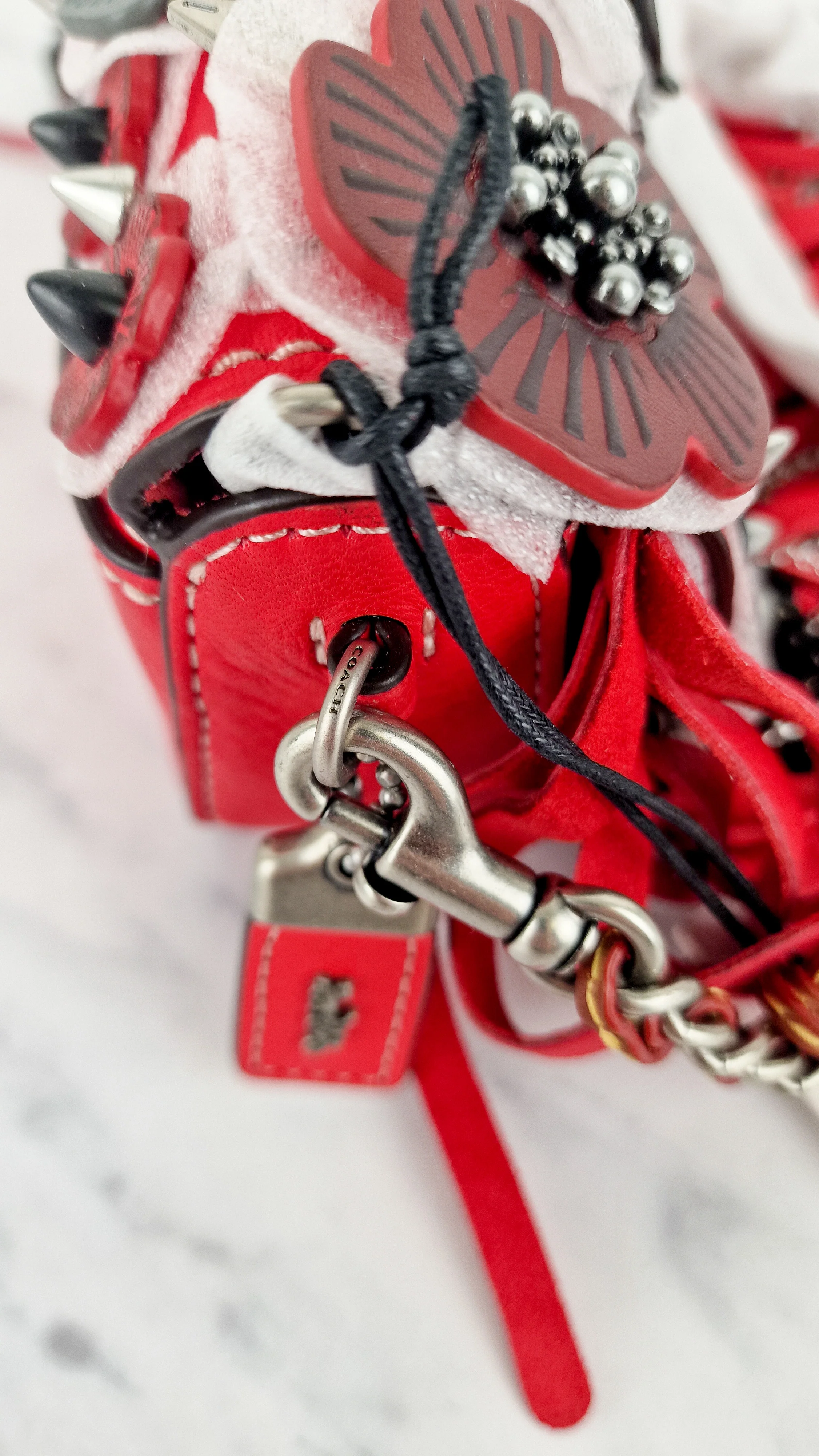 Coach 1941 Dinkier in Vermillion Red with Wild Tea Roses Studs & Fringes - Crossbody Bag Clutch Mini Dinky - Coach 86852 - Image 14