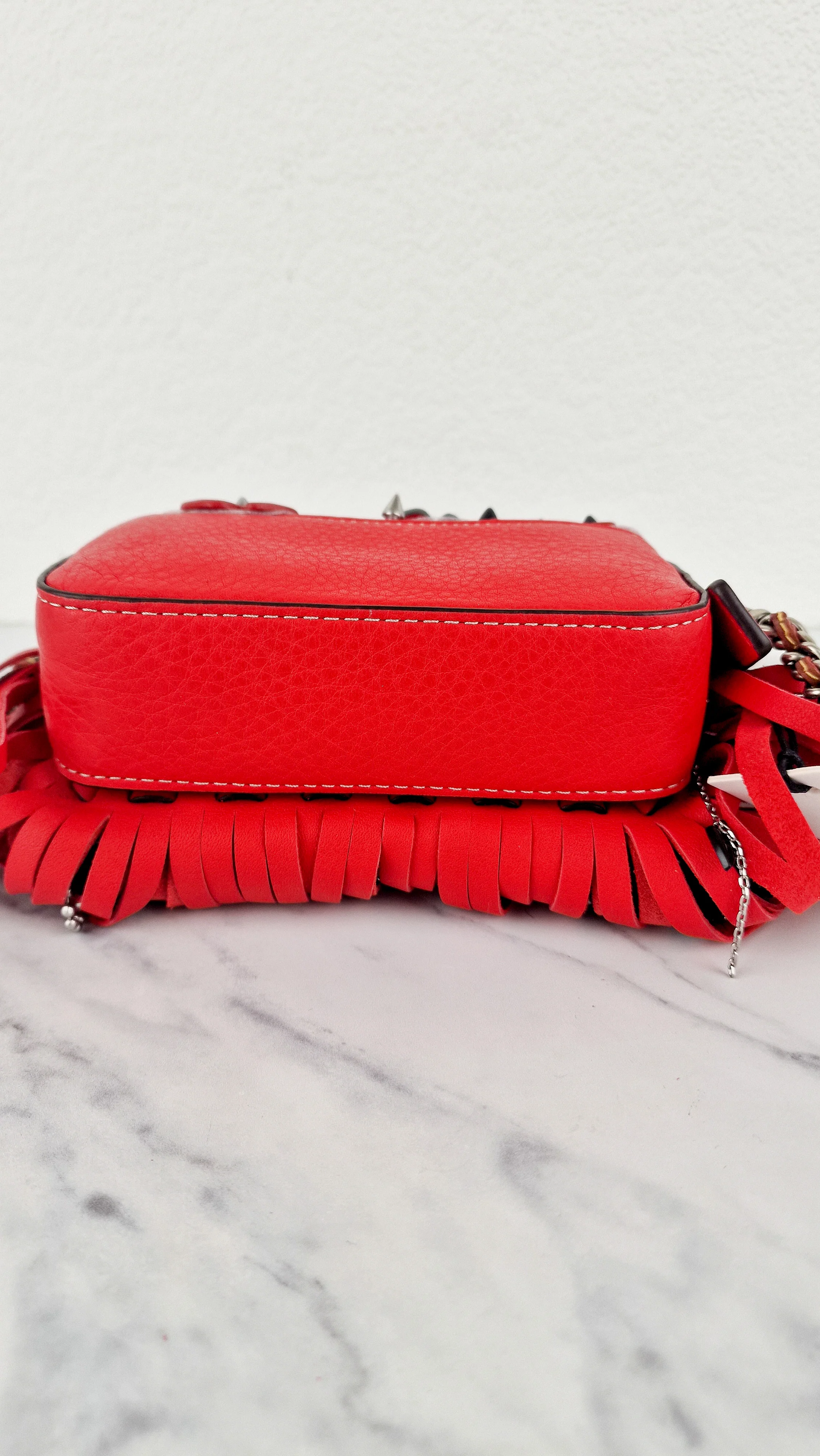 Coach 1941 Dinkier in Vermillion Red with Wild Tea Roses Studs & Fringes - Crossbody Bag Clutch Mini Dinky - Coach 86852 - Image 15