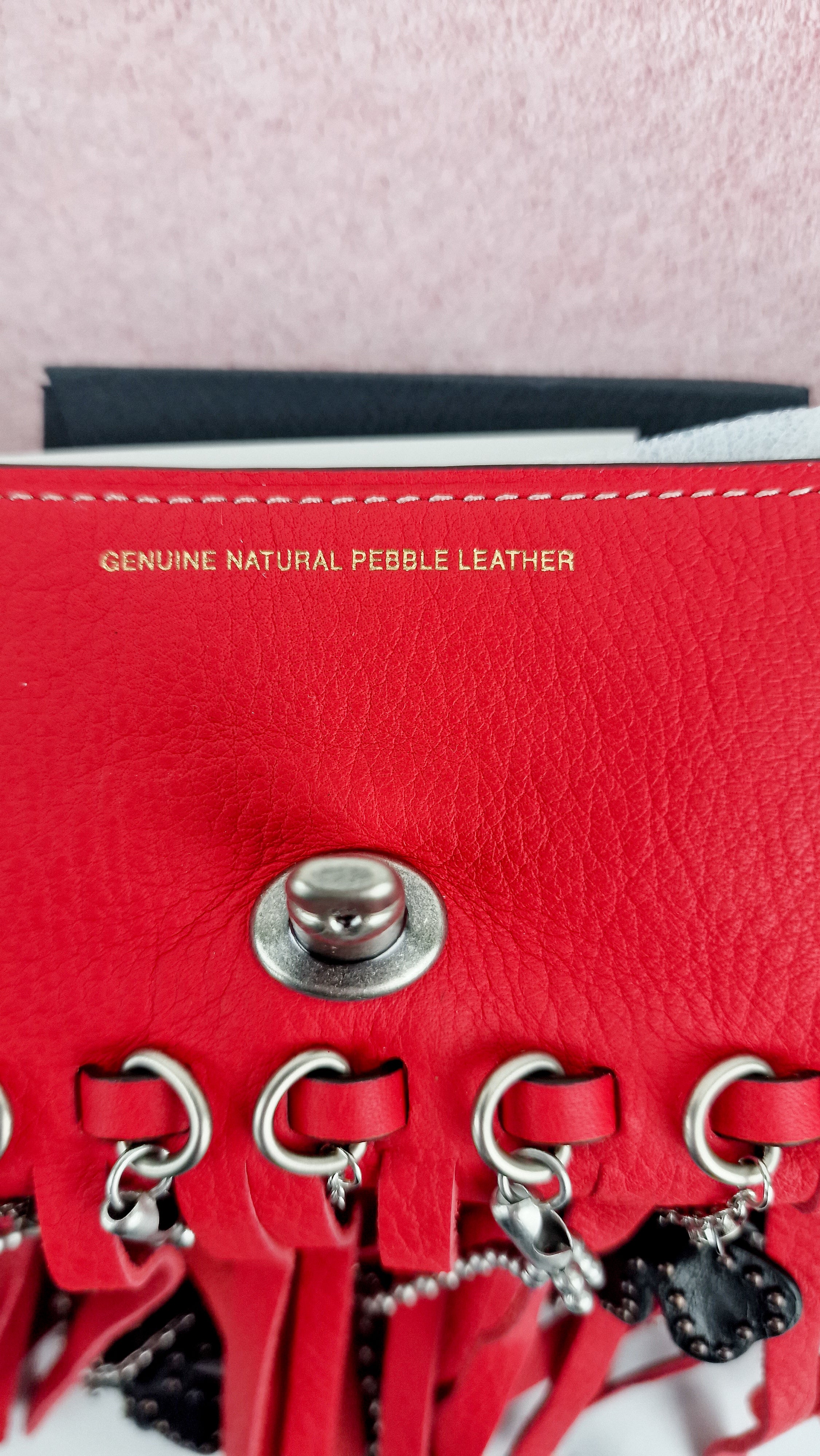 Coach 1941 Dinkier in Vermillion Red with Wild Tea Roses Studs & Fringes - Crossbody Bag Clutch Mini Dinky - Coach 86852 - Image 18