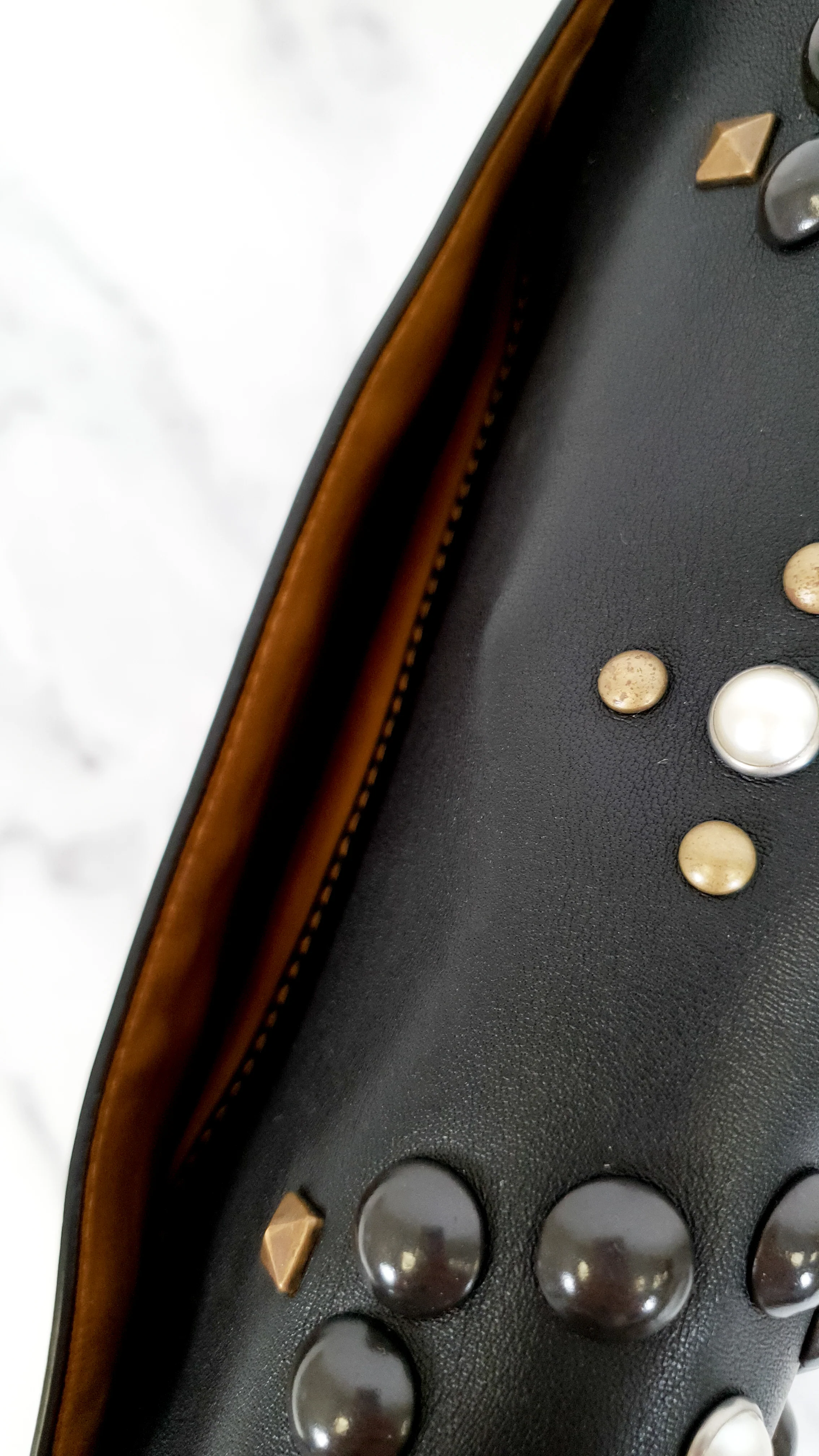 Coach 1941 Dinky 24 in Black Leather with Western Rivets - Crossbody Flap Bag Shoulder Chain Coach 56611 - Image 7