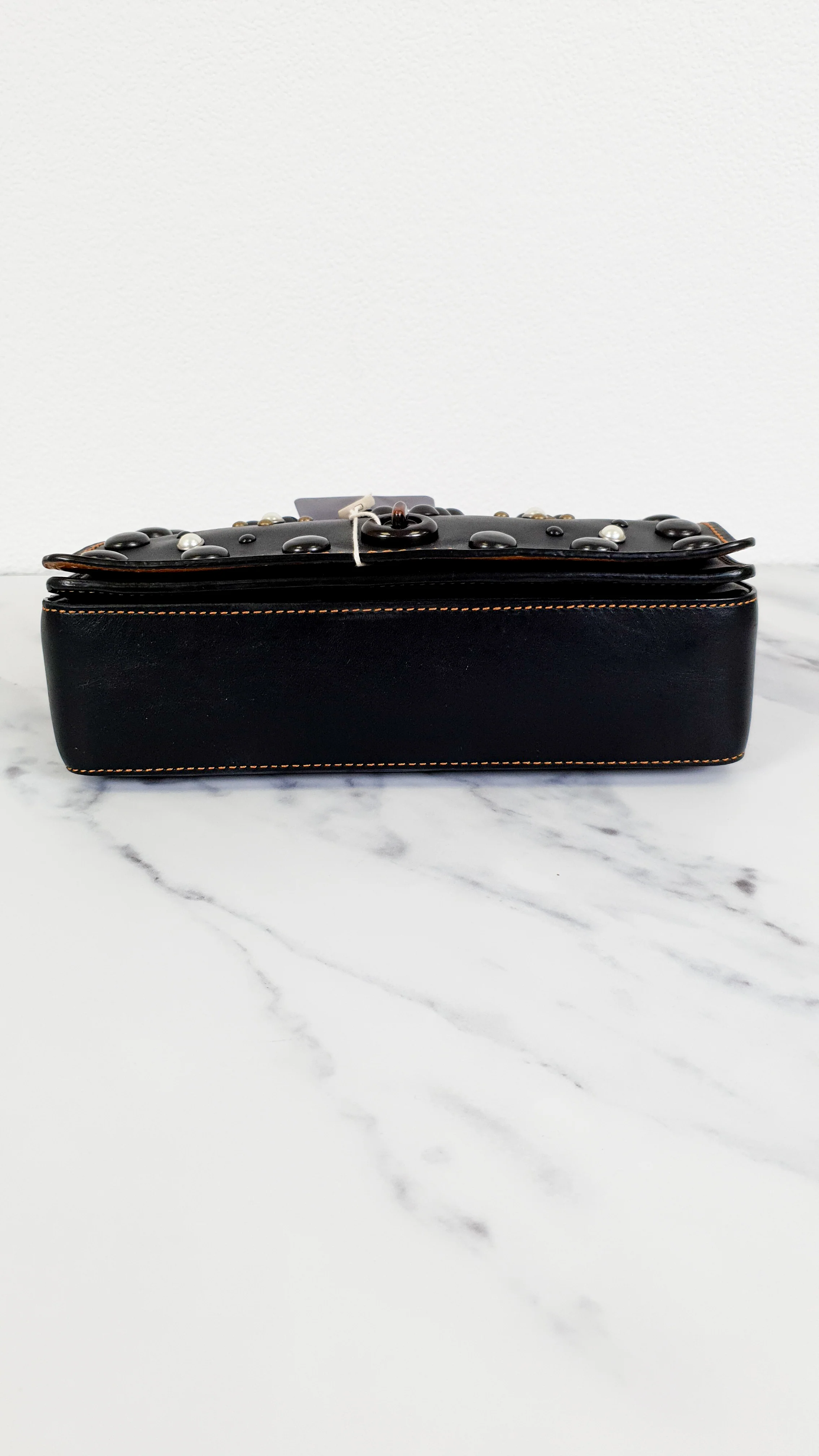 Coach 1941 Dinky 24 in Black Leather with Western Rivets - Crossbody Flap Bag Shoulder Chain Coach 56611 - Image 8