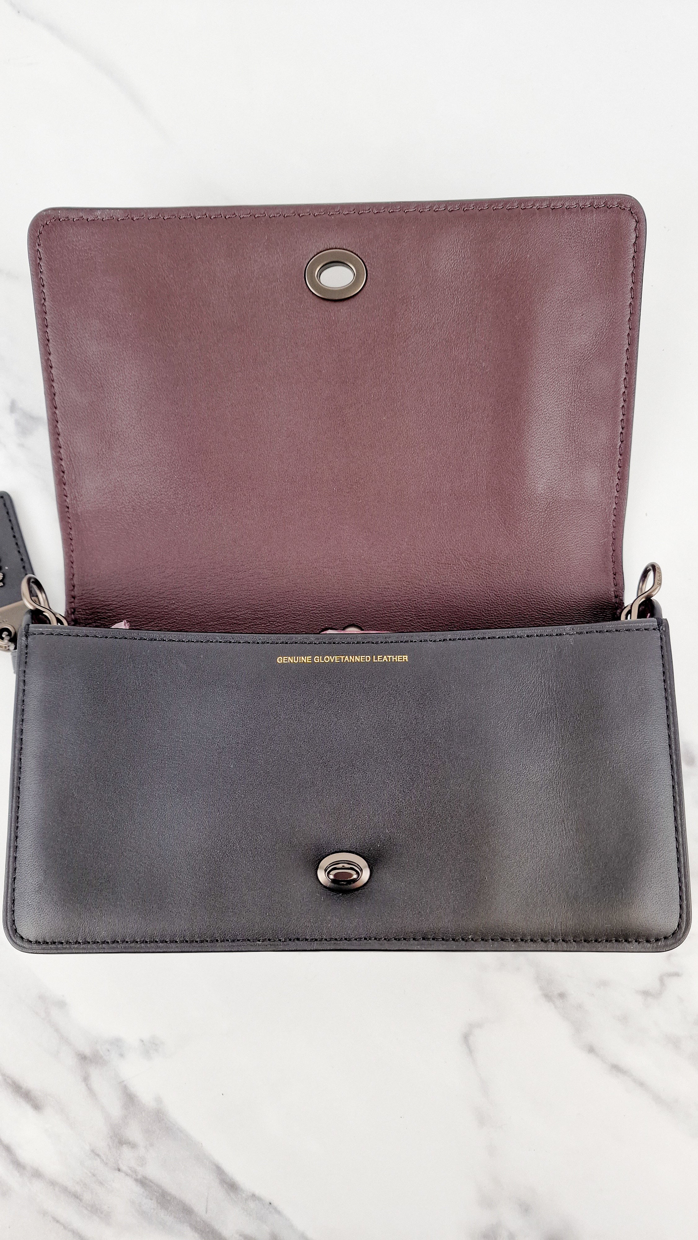 Coach 1941 Dinky Black with Crystal Bow Embellishment - Smooth Leather Crossbody Bag Coach 38646 - Image 11