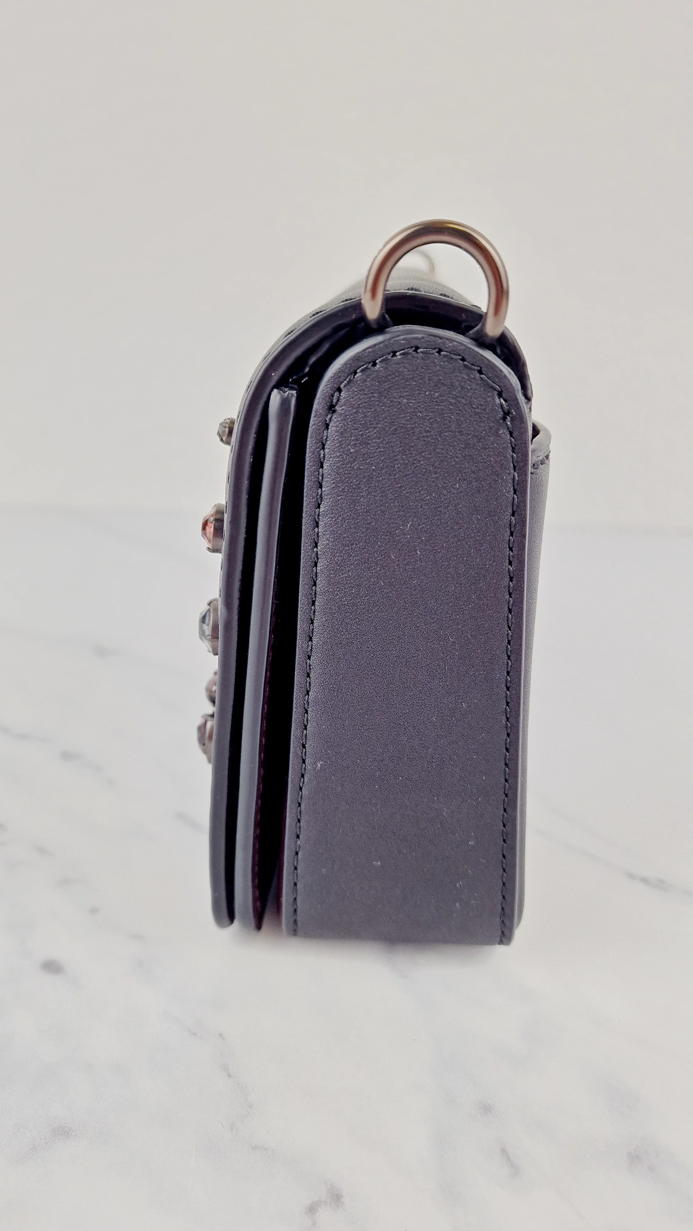 Coach 1941 Dinky Black with Crystal Bow Embellishment - Smooth Leather Crossbody Bag Coach 38646 - Image 4