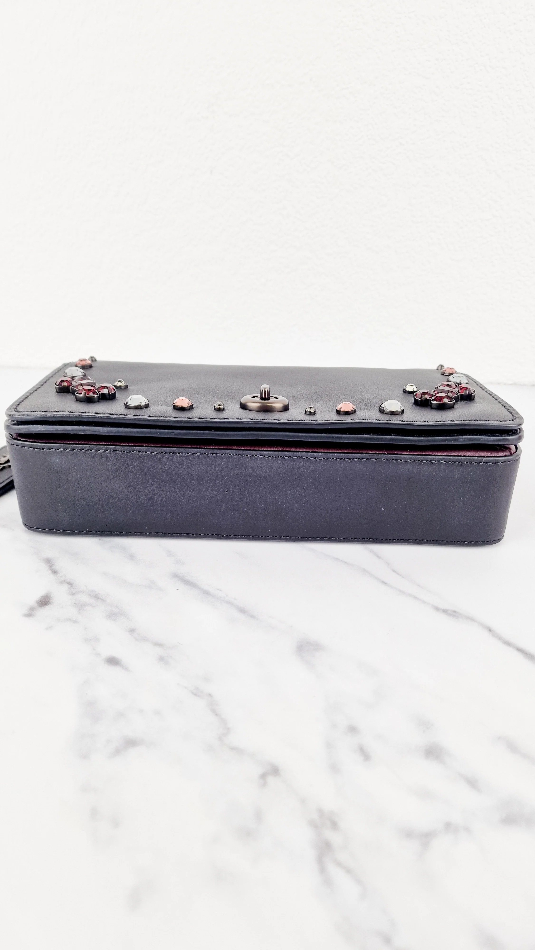 Coach 1941 Dinky Black with Crystal Bow Embellishment - Smooth Leather Crossbody Bag Coach 38646 - Image 8