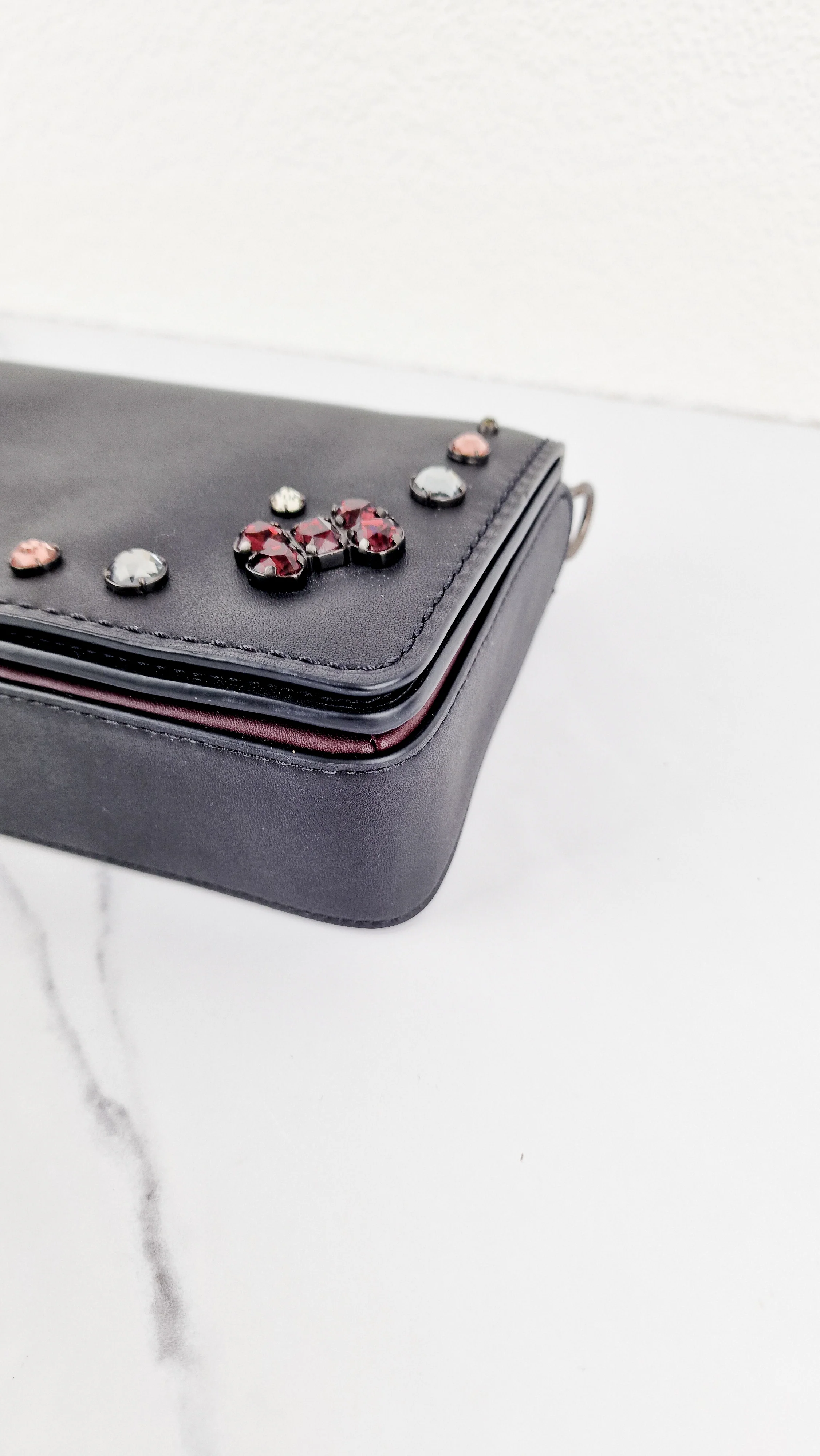 Coach 1941 Dinky Black with Crystal Bow Embellishment - Smooth Leather Crossbody Bag Coach 38646 - Image 9