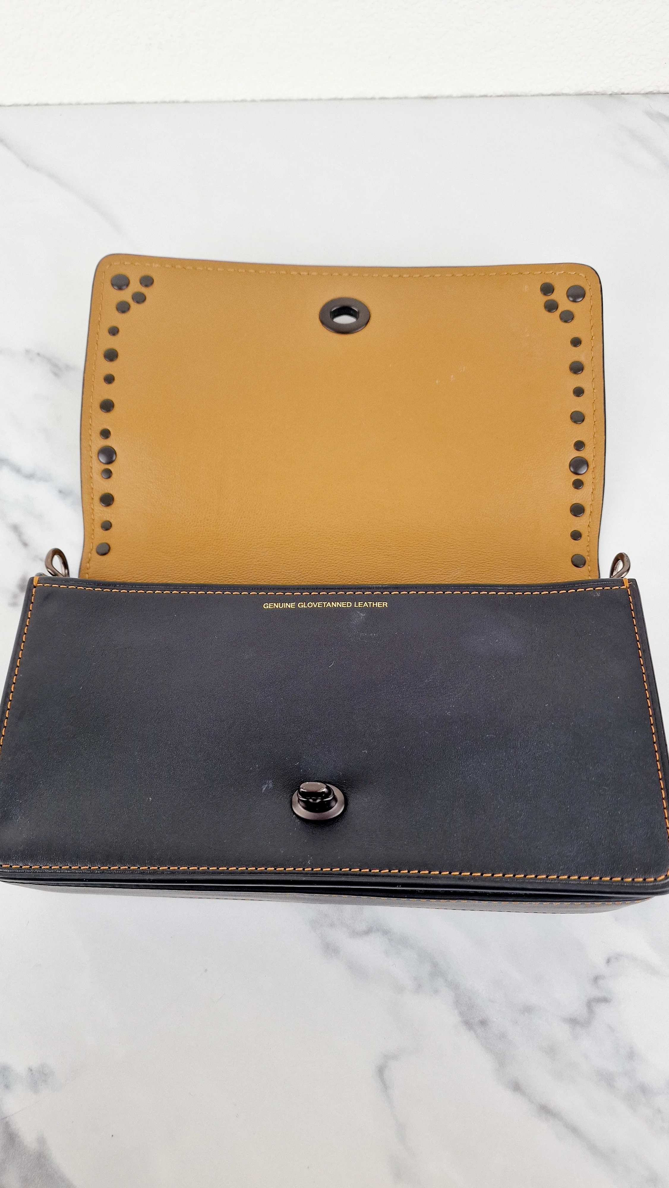 Coach 1941 Dinky Black with Customized Rivets Embellishment - Smooth Leather Crossbody Bag - Coach 37296 - Image 12