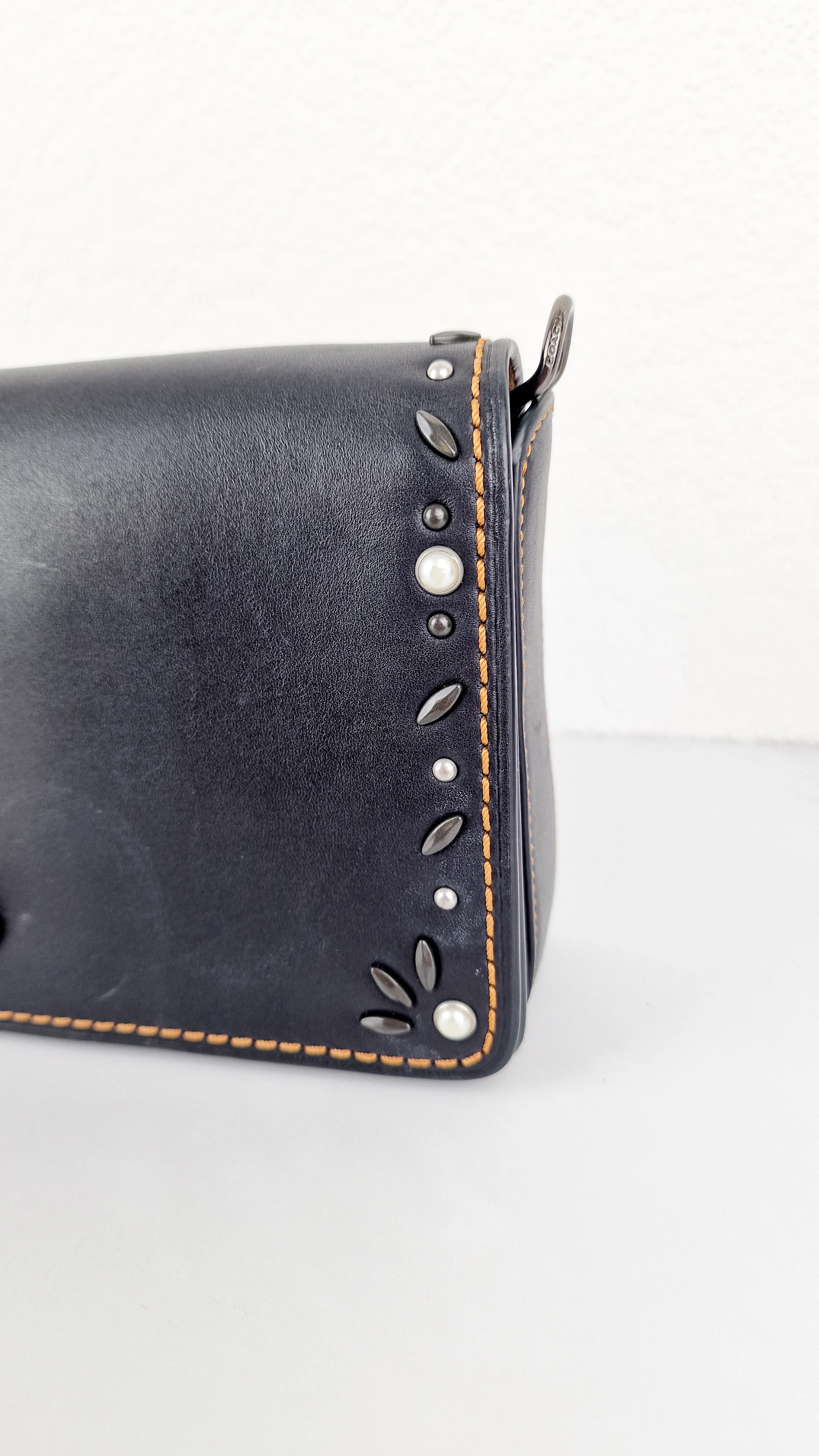 Coach 1941 Dinky Black with Customized Rivets Embellishment - Smooth Leather Crossbody Bag - Coach 37296 - Image 4