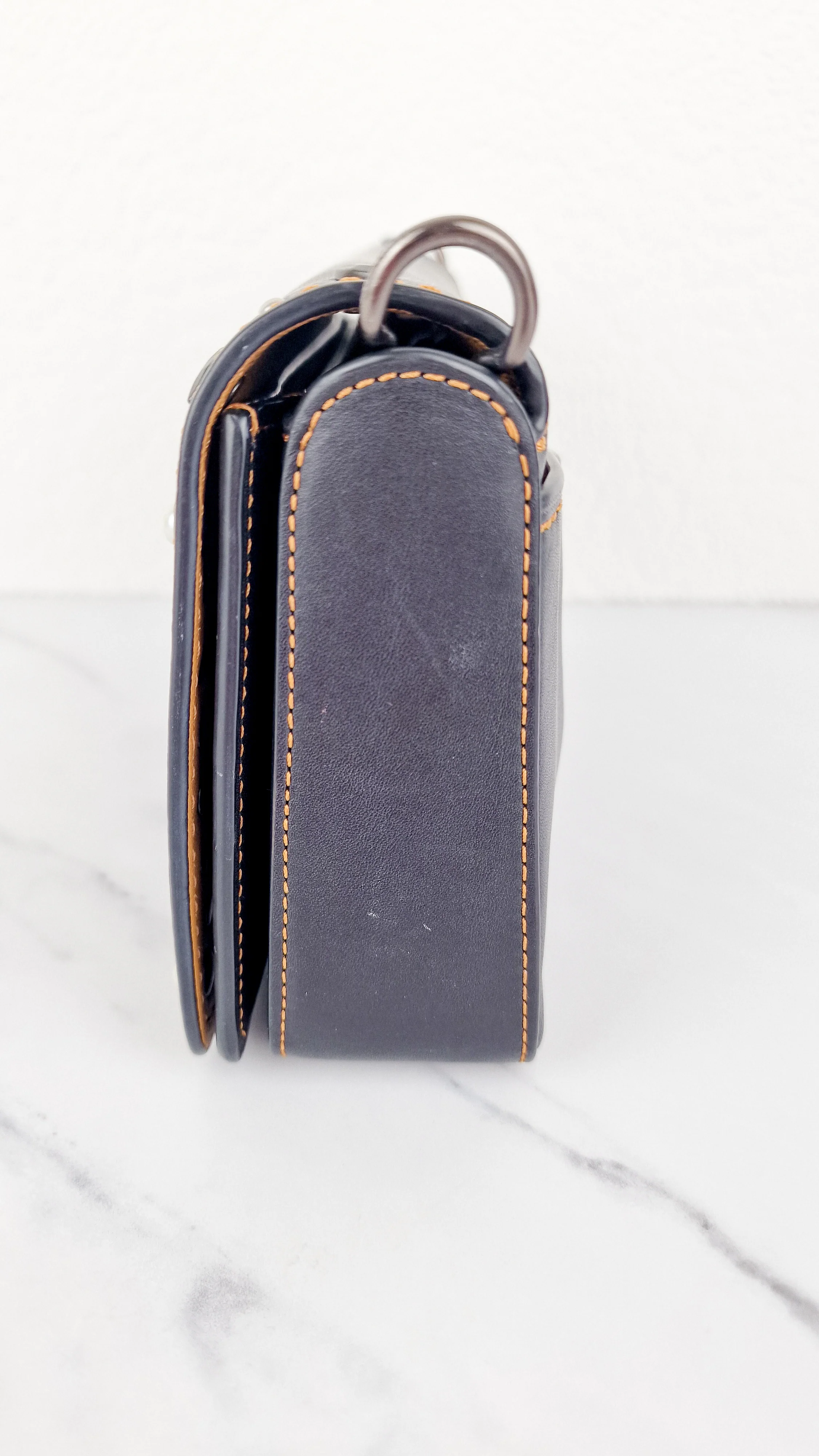 Coach 1941 Dinky Black with Customized Rivets Embellishment - Smooth Leather Crossbody Bag - Coach 37296 - Image 6