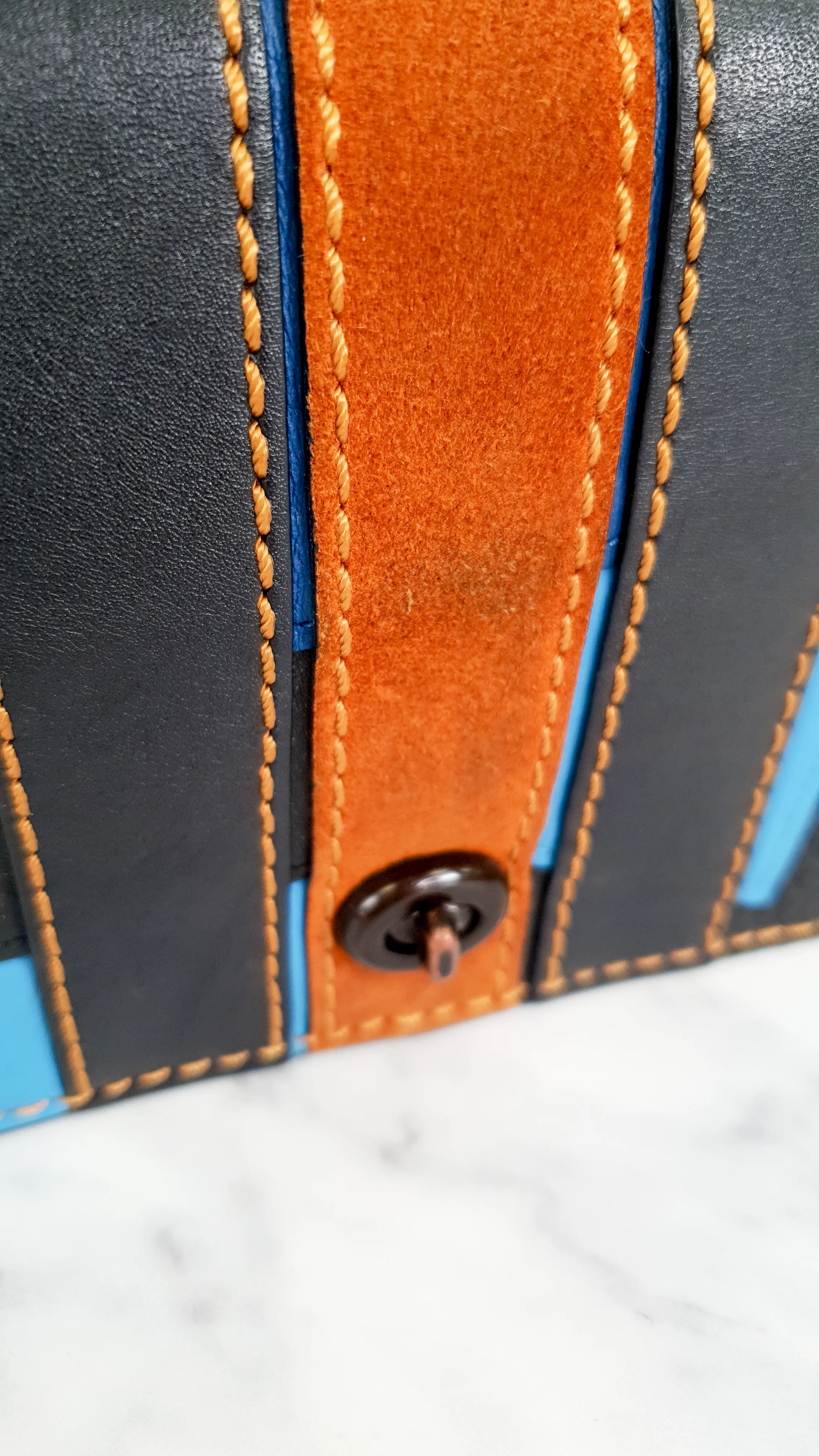 Coach 1941 Dinky Crossbody Bag With Varsity Patchwork Leather & Suede in Black, Green, Blue & Tan - Coach 54540 - Image 3