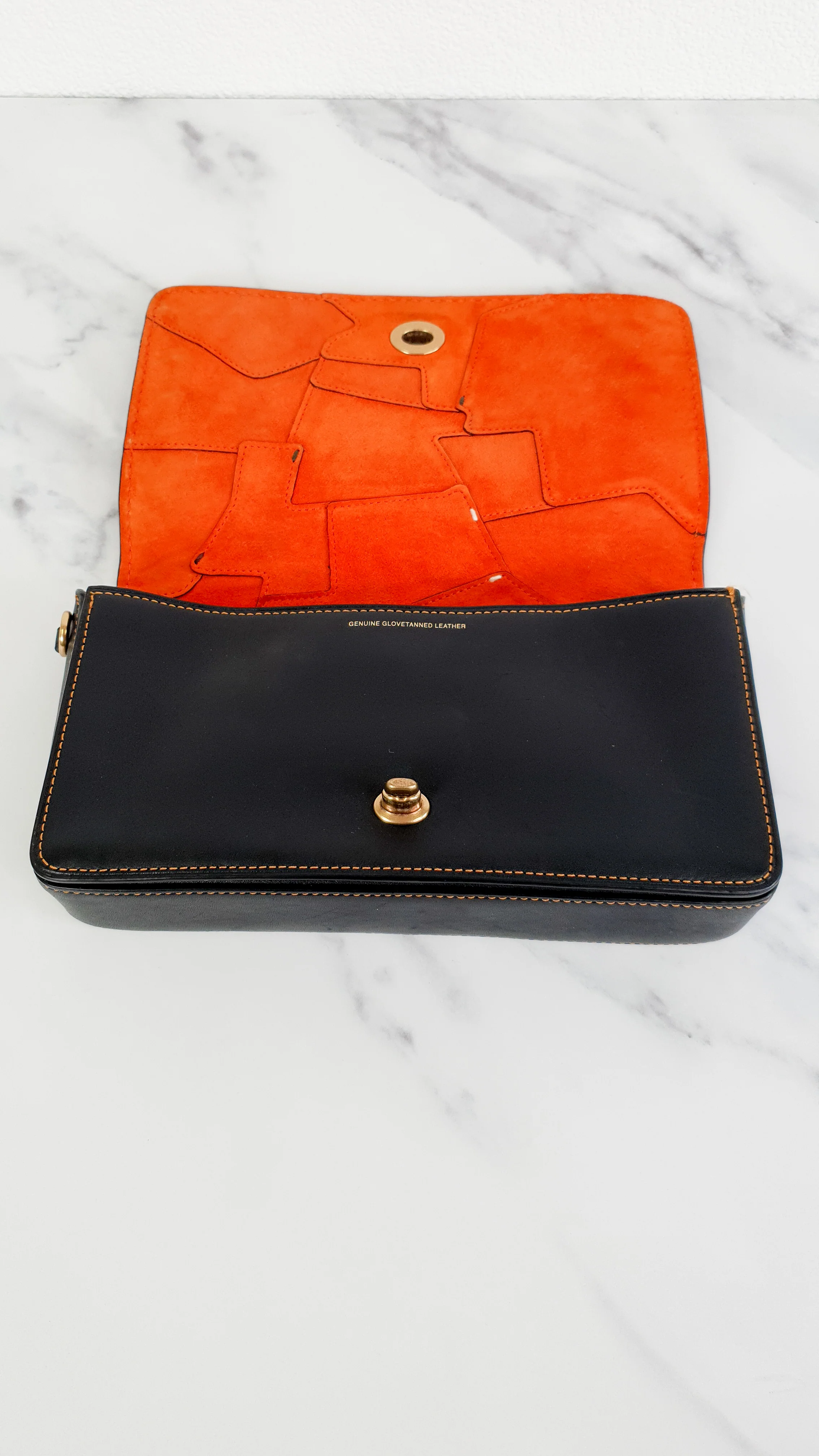 Coach 1941 Dinky Crossbody Bag With Patchwork Leather & Suede in Black, Orange, Blue & Chalk - Coach 38179 - Image 10