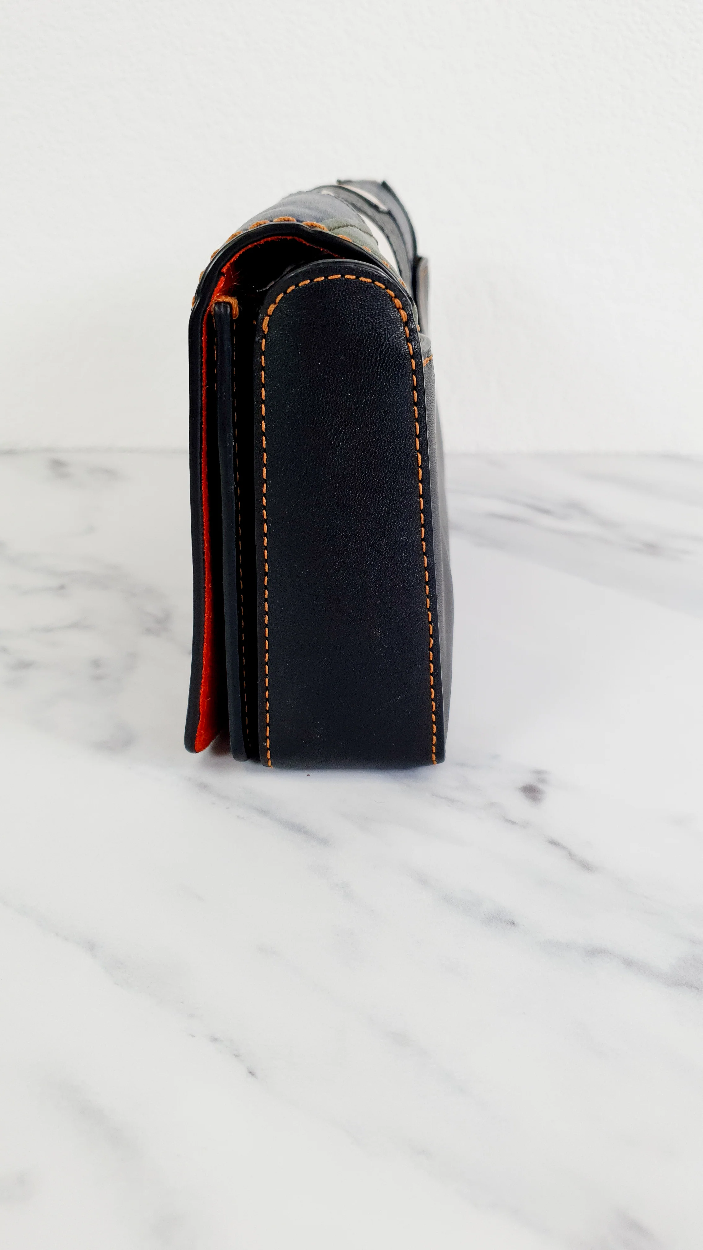 Coach 1941 Dinky Crossbody Bag With Patchwork Leather & Suede in Black, Orange, Blue & Chalk - Coach 38179 - Image 5