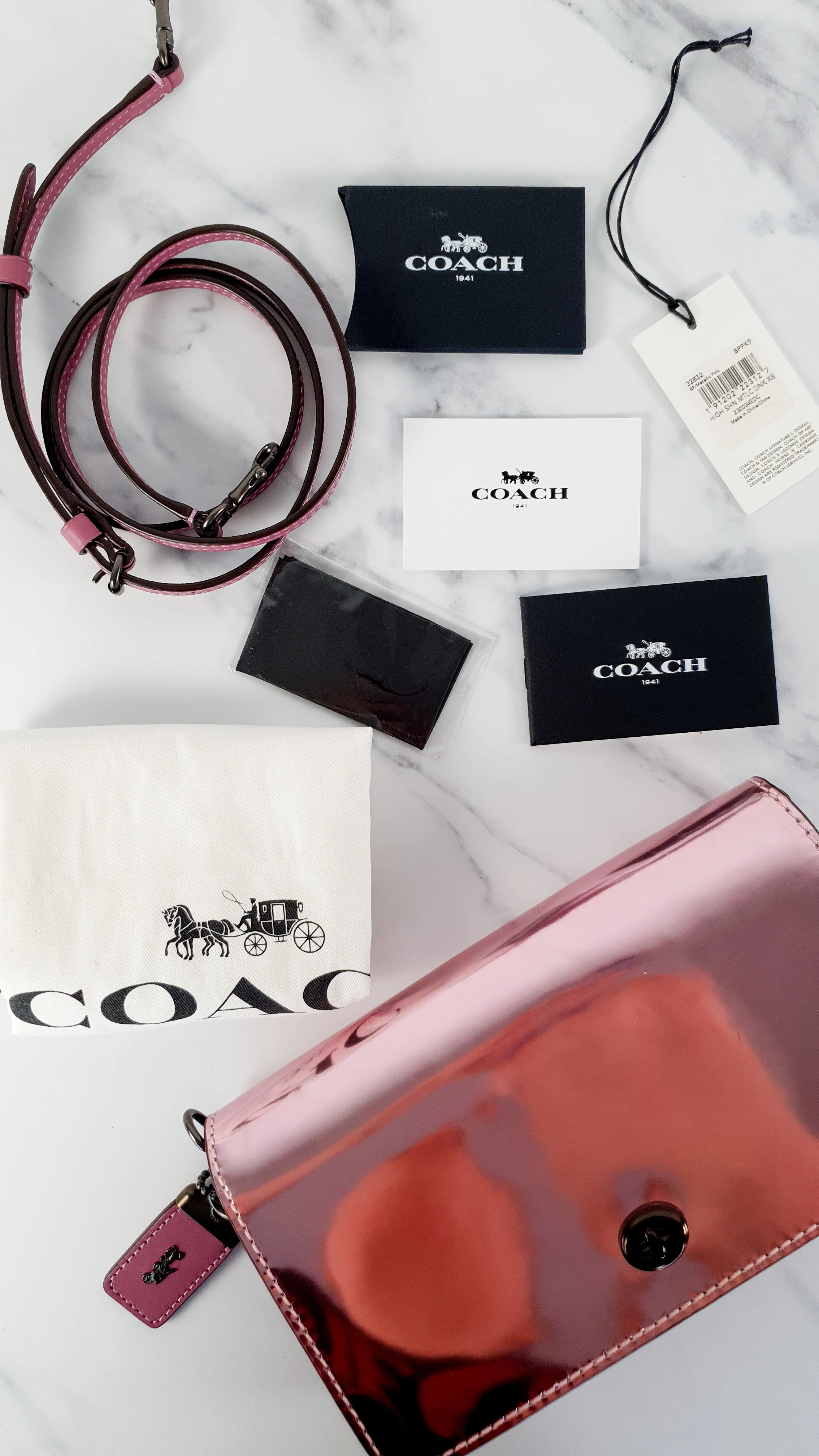 Coach 1941 Dinky in Shiny Metallic Pink & Primrose Smooth Leather Limited Edition - Coach 22832 - Image 14
