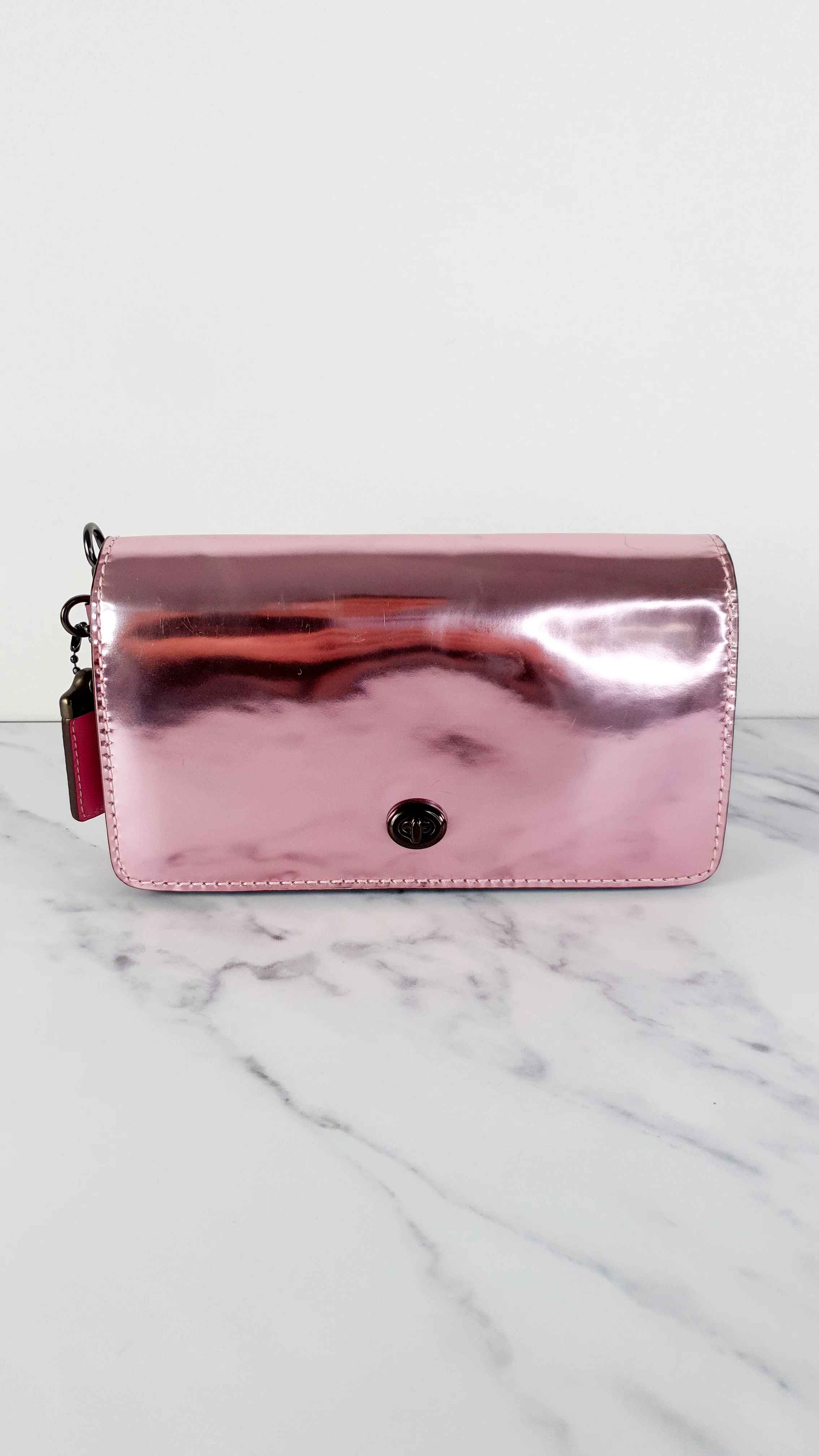 Coach 1941 Dinky in Shiny Metallic Pink & Primrose Smooth Leather Limited Edition - Coach 22832 - Image 3
