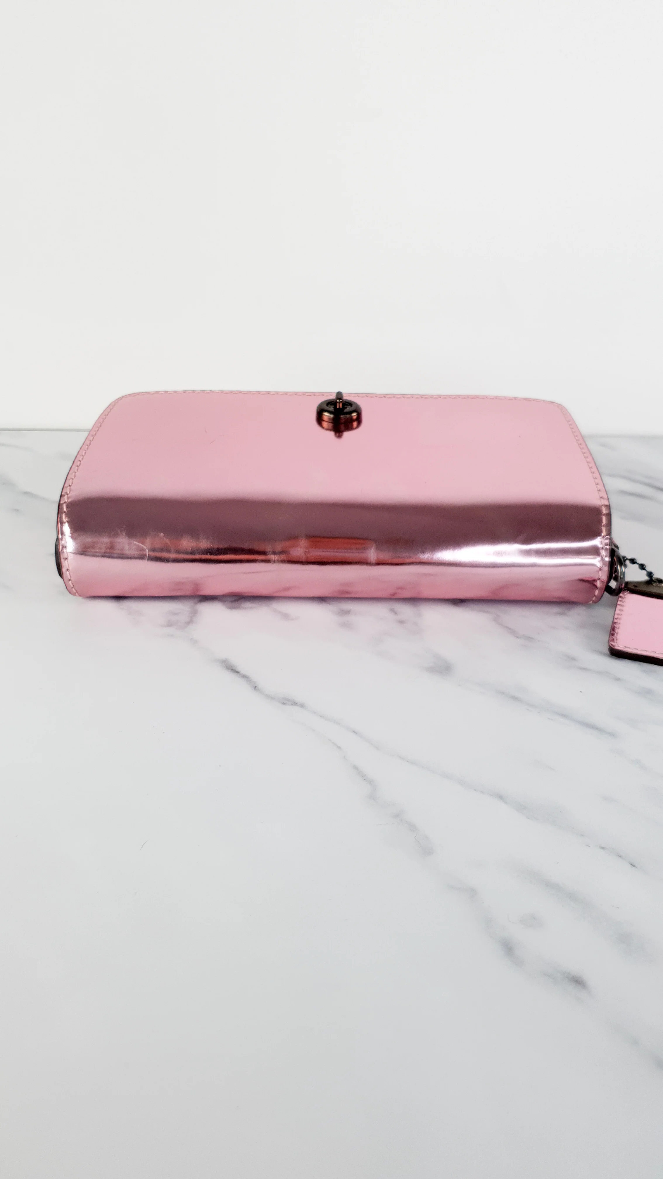 Coach 1941 Dinky in Shiny Metallic Pink & Primrose Smooth Leather Limited Edition - Coach 22832 - Image 9