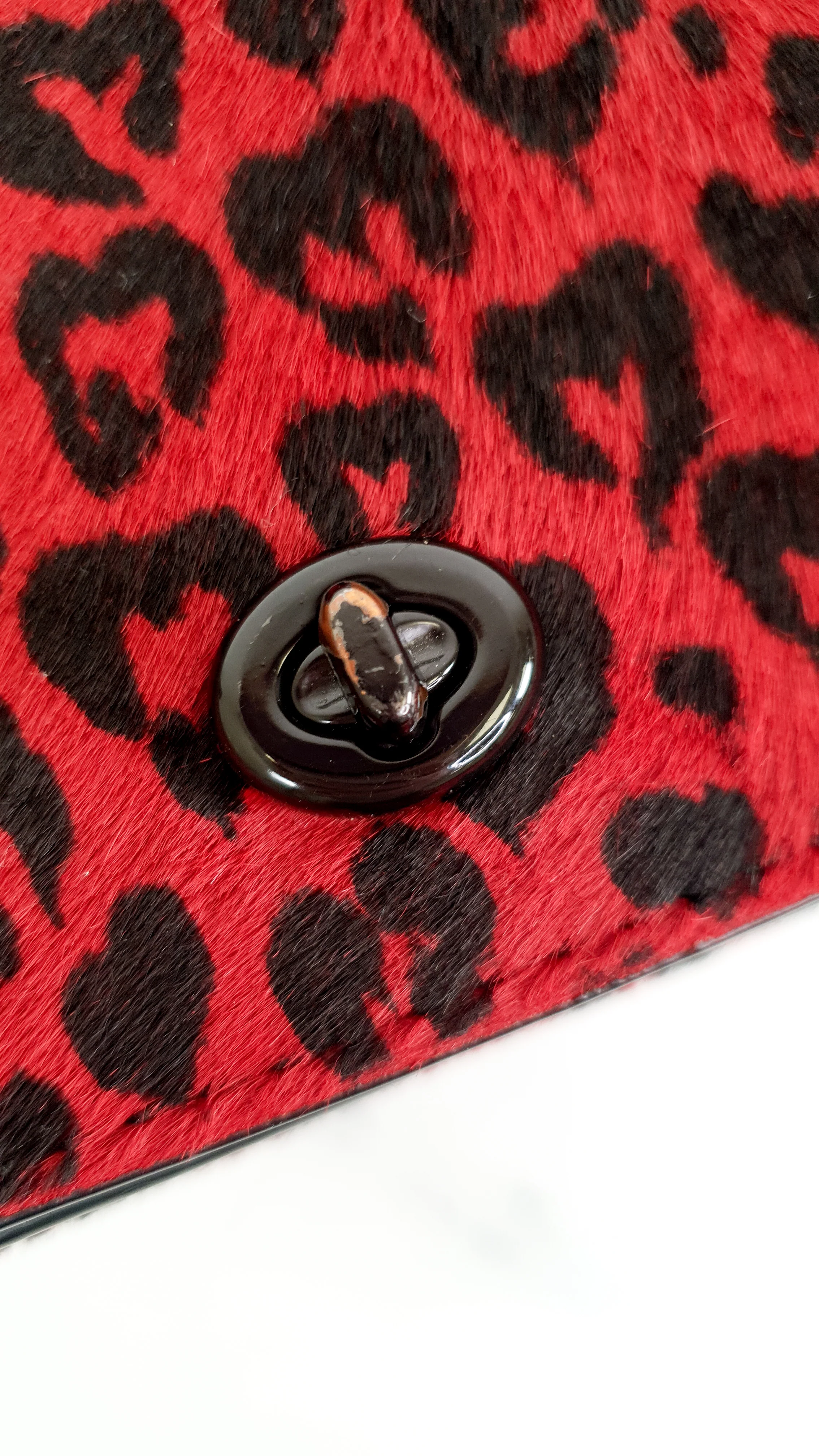 Coach 1941 Dinky Wild Beast Heart Crossbody Bag With in Red & Black Leopard Haircalf & leather & - Coach 38209 - Image 10