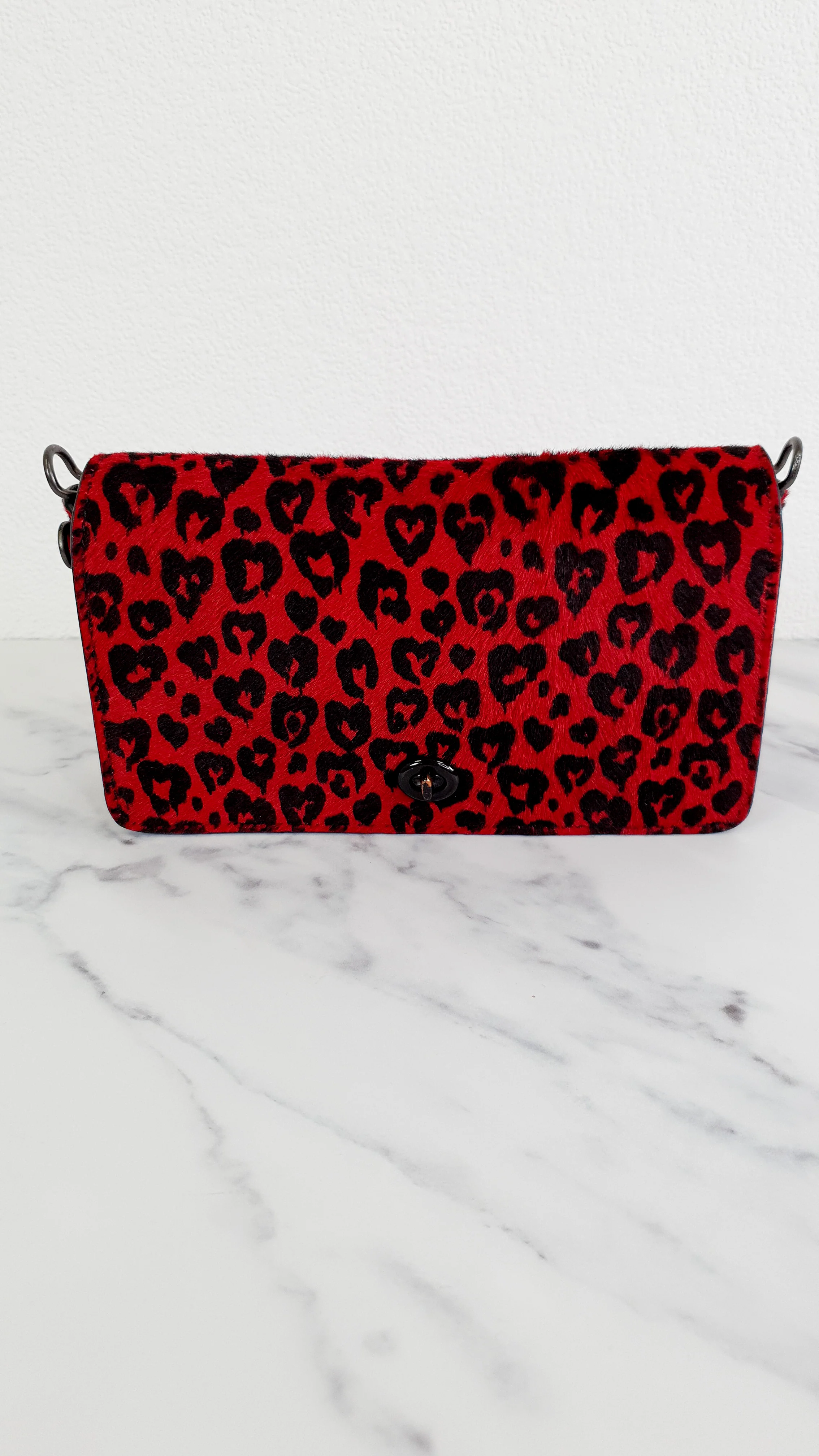 Coach 1941 Dinky Wild Beast Heart Crossbody Bag With in Red & Black Leopard Haircalf & leather & - Coach 38209 - Image 2