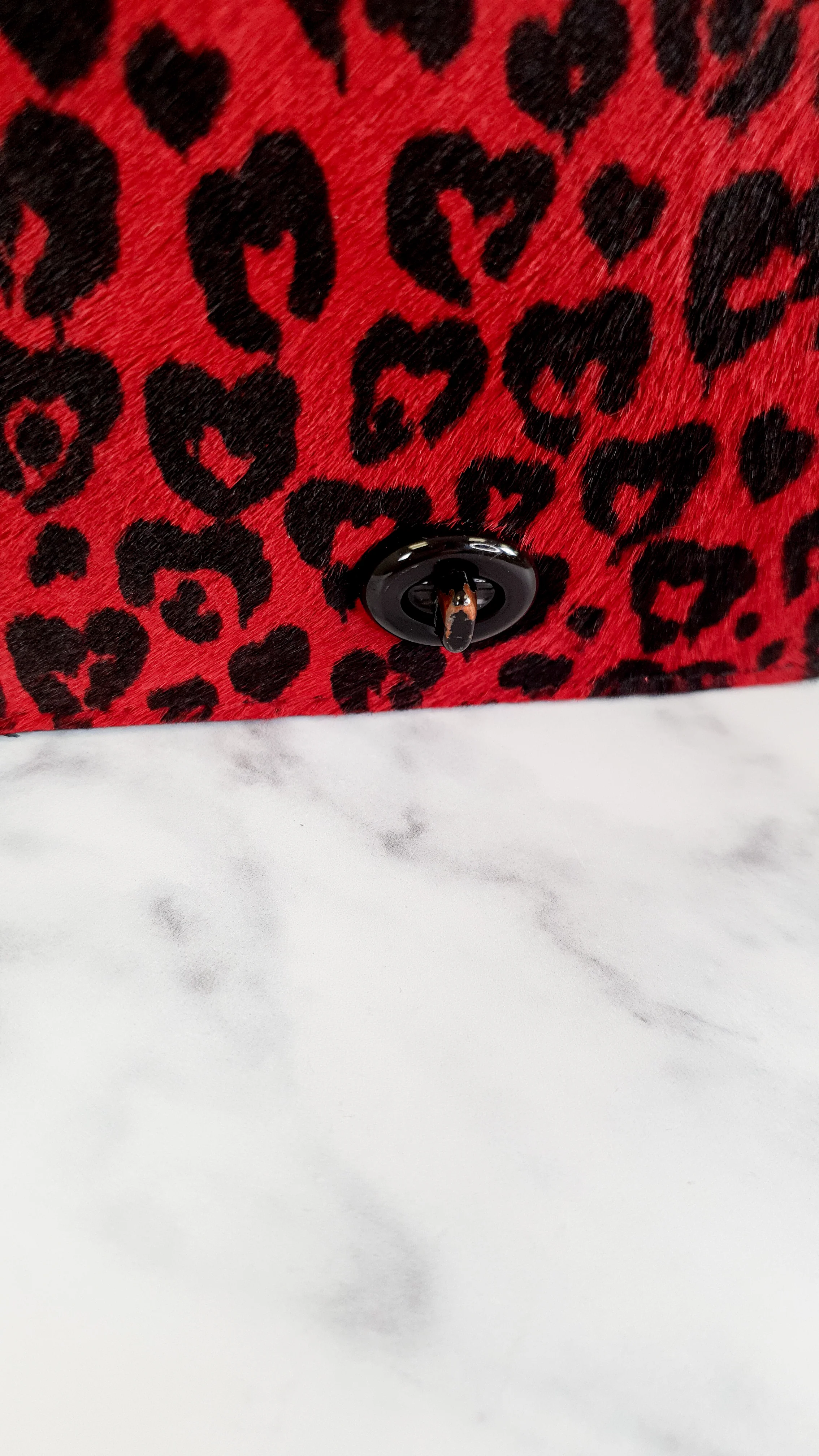 Coach 1941 Dinky Wild Beast Heart Crossbody Bag With in Red & Black Leopard Haircalf & leather & - Coach 38209 - Image 3