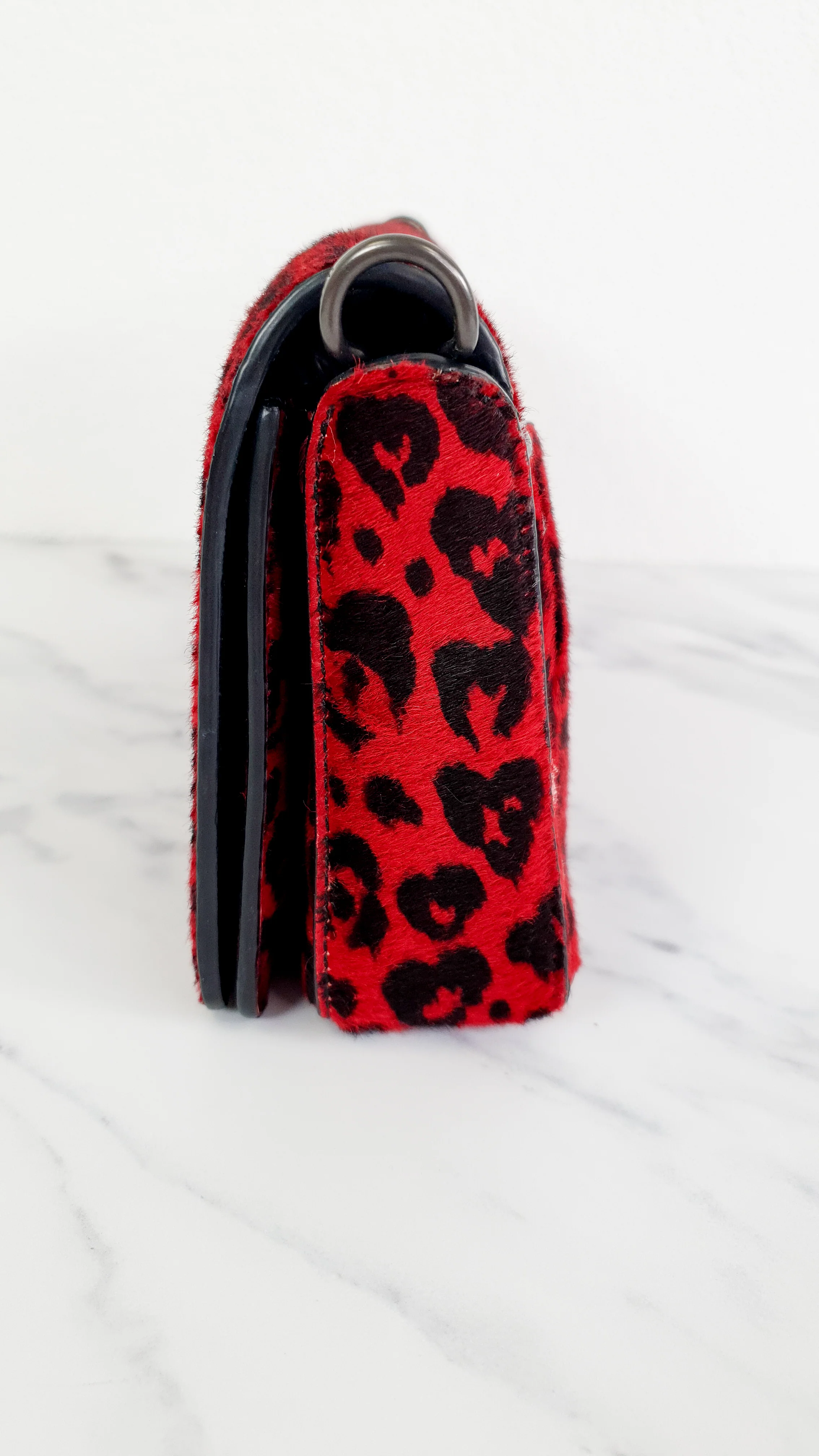 Coach 1941 Dinky Wild Beast Heart Crossbody Bag With in Red & Black Leopard Haircalf & leather & - Coach 38209 - Image 5