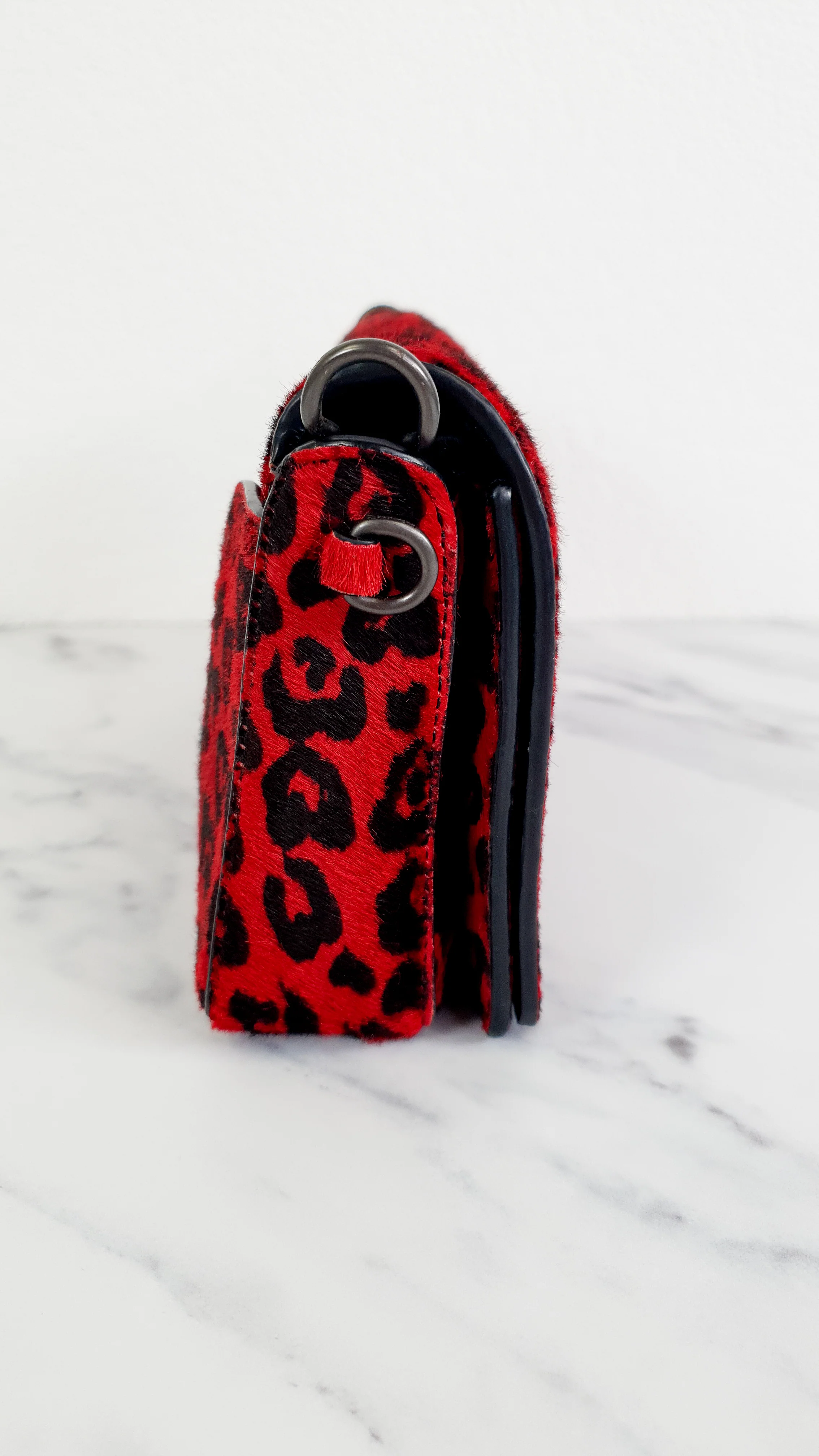 Coach 1941 Dinky Wild Beast Heart Crossbody Bag With in Red & Black Leopard Haircalf & leather & - Coach 38209 - Image 9
