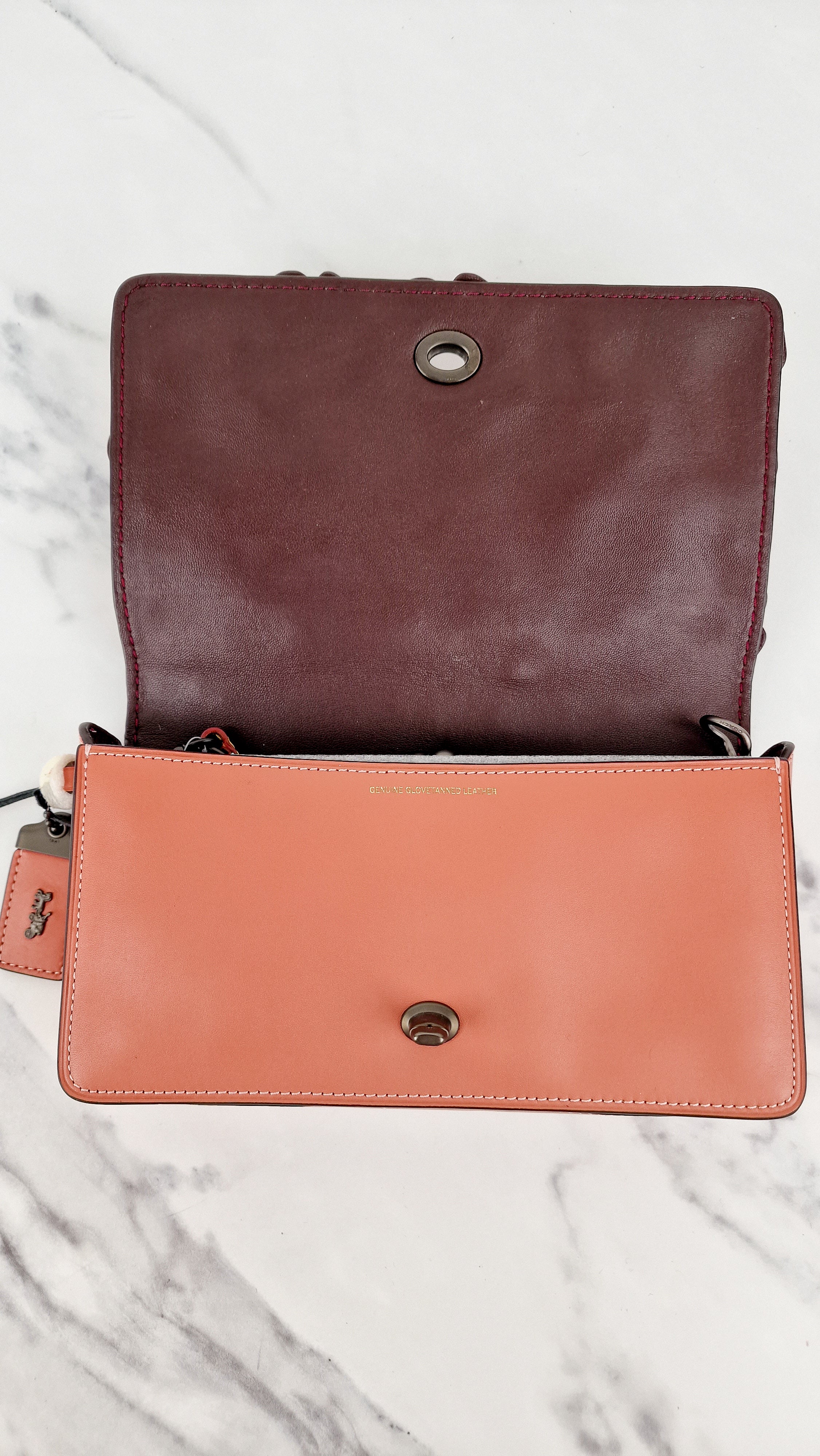 Coach 1941 Dinky With Tea Roses in Melon - Crossbody Shoulder Bag Floral Flowers Tolled Leather Appliqué- Coach 38197 - Image 10