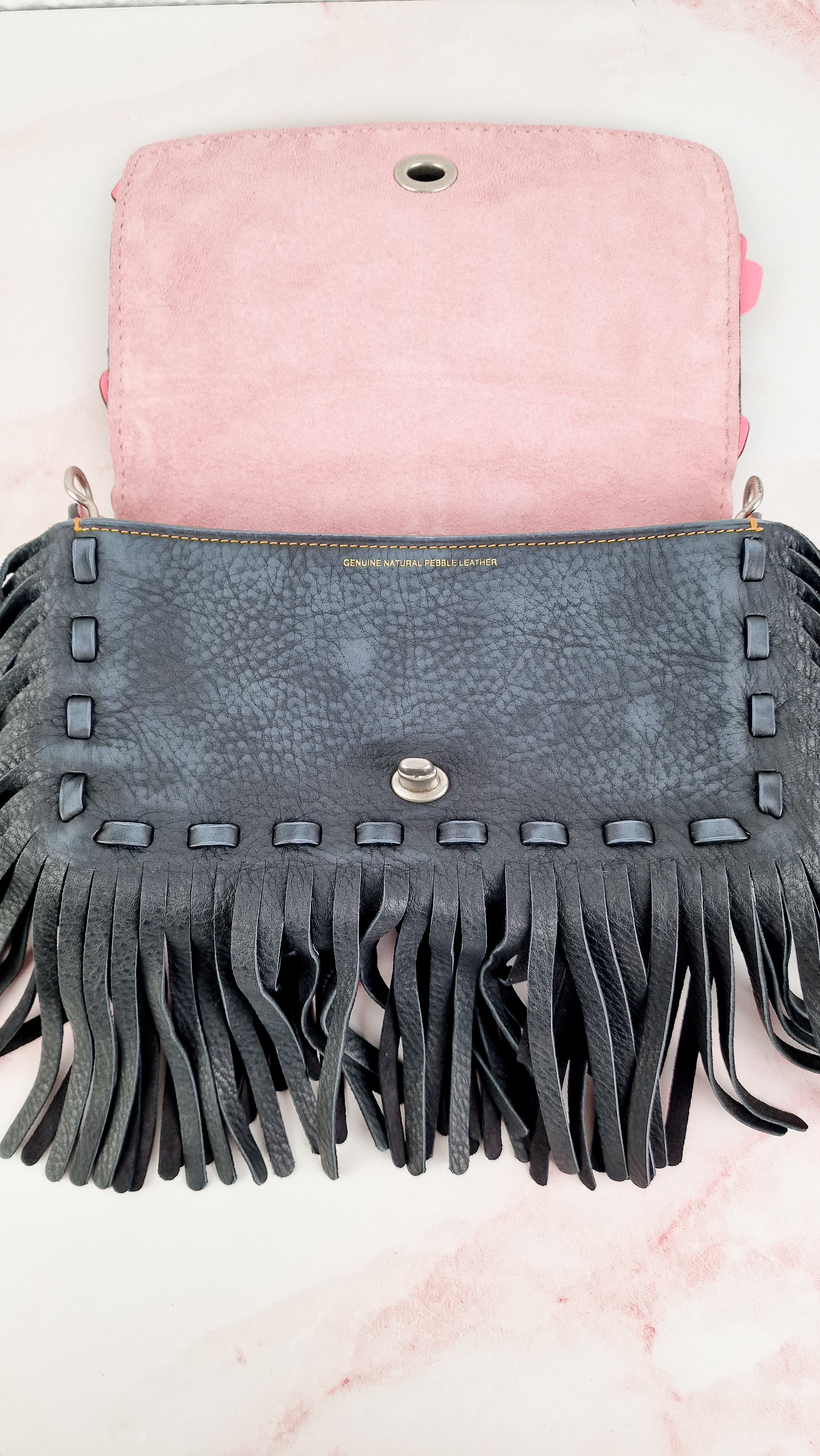 Coach 1941 Dinky With Wild Tea Roses & Fringe in Black & Pink - Crossbody Shoulder Bag Floral Flowers Tooled Leather Appliqué - Coach 86847 - Image 20