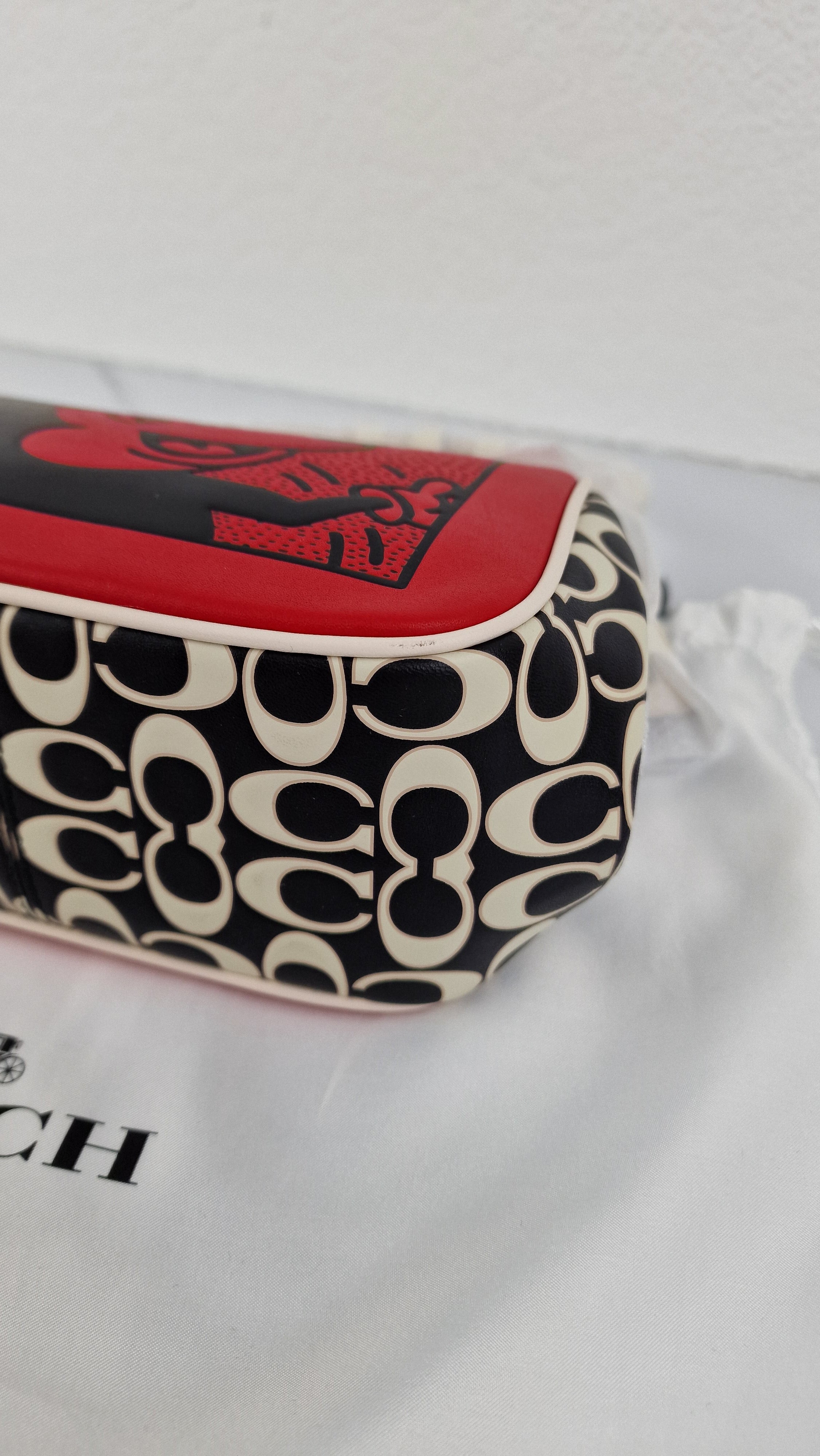 Coach 1941 Disney x Keith Haring Mickey Mouse Ears Kisslock Bag Retro Mickey Mouse Coach Signature in Red, White Black Leather - Handbag Crossbody - Coach 7416 - Image 2