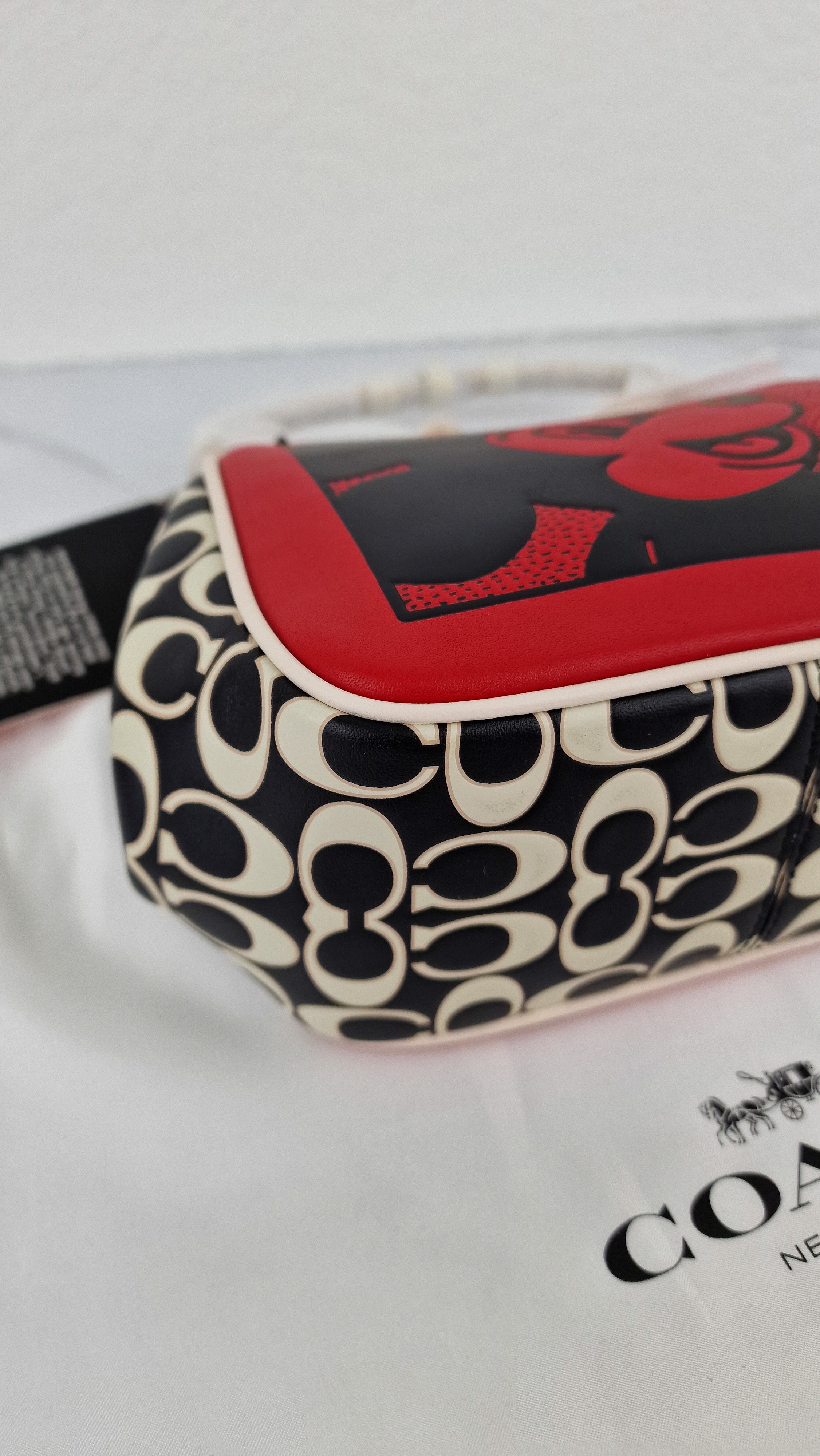 Coach 1941 Disney x Keith Haring Mickey Mouse Ears Kisslock Bag Retro Mickey Mouse Coach Signature in Red, White Black Leather - Handbag Crossbody - Coach 7416 - Image 3