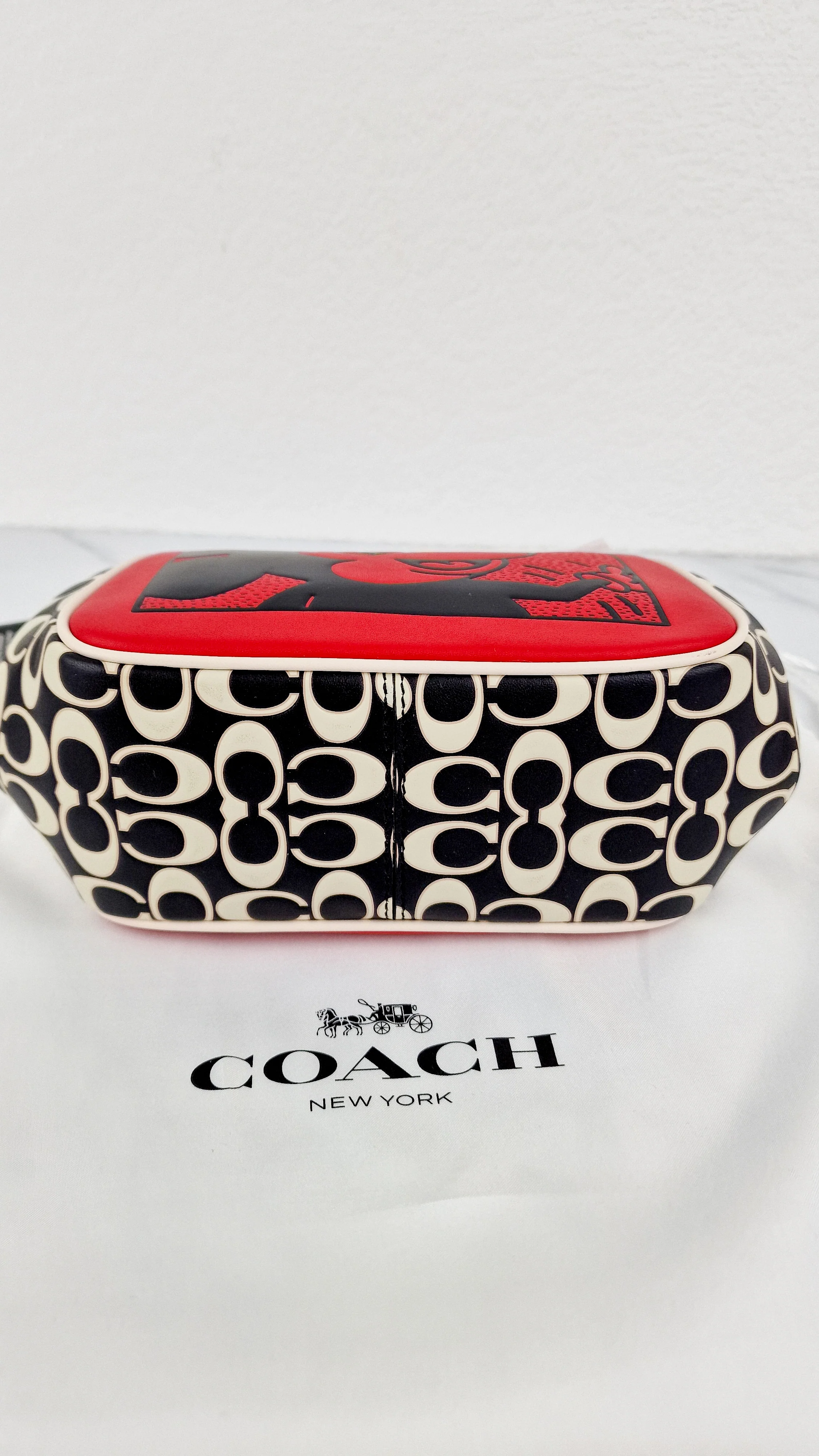 Coach 1941 Disney x Keith Haring Mickey Mouse Ears Kisslock Bag Retro Mickey Mouse Coach Signature in Red, White Black Leather - Handbag Crossbody - Coach 7416 - Image 8