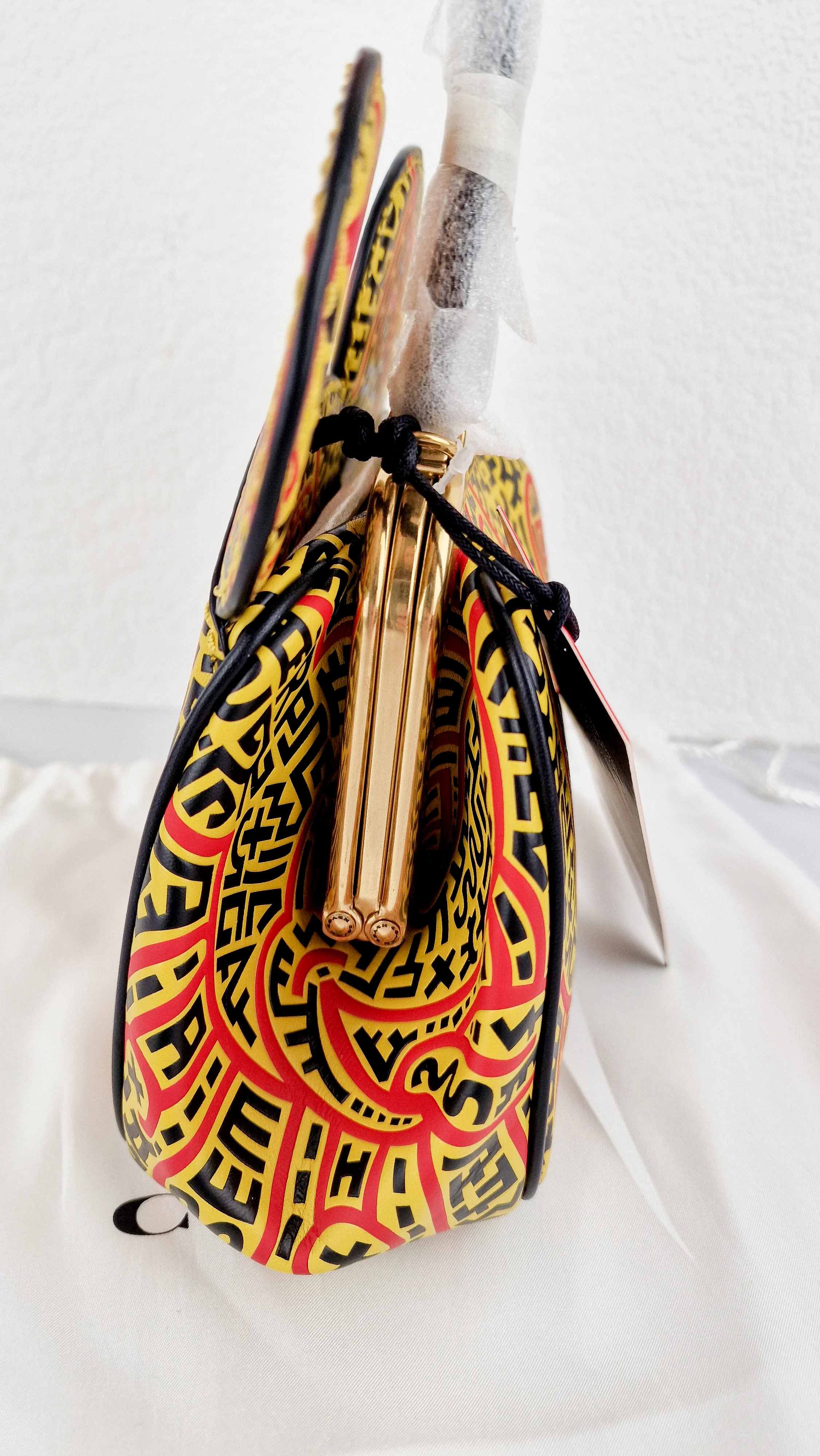 Coach 1941 Disney x Keith Haring Mickey Mouse Ears Kisslock Bag with Maze Artwork Red & Yellow Leather - Coach 7418 - Image 4