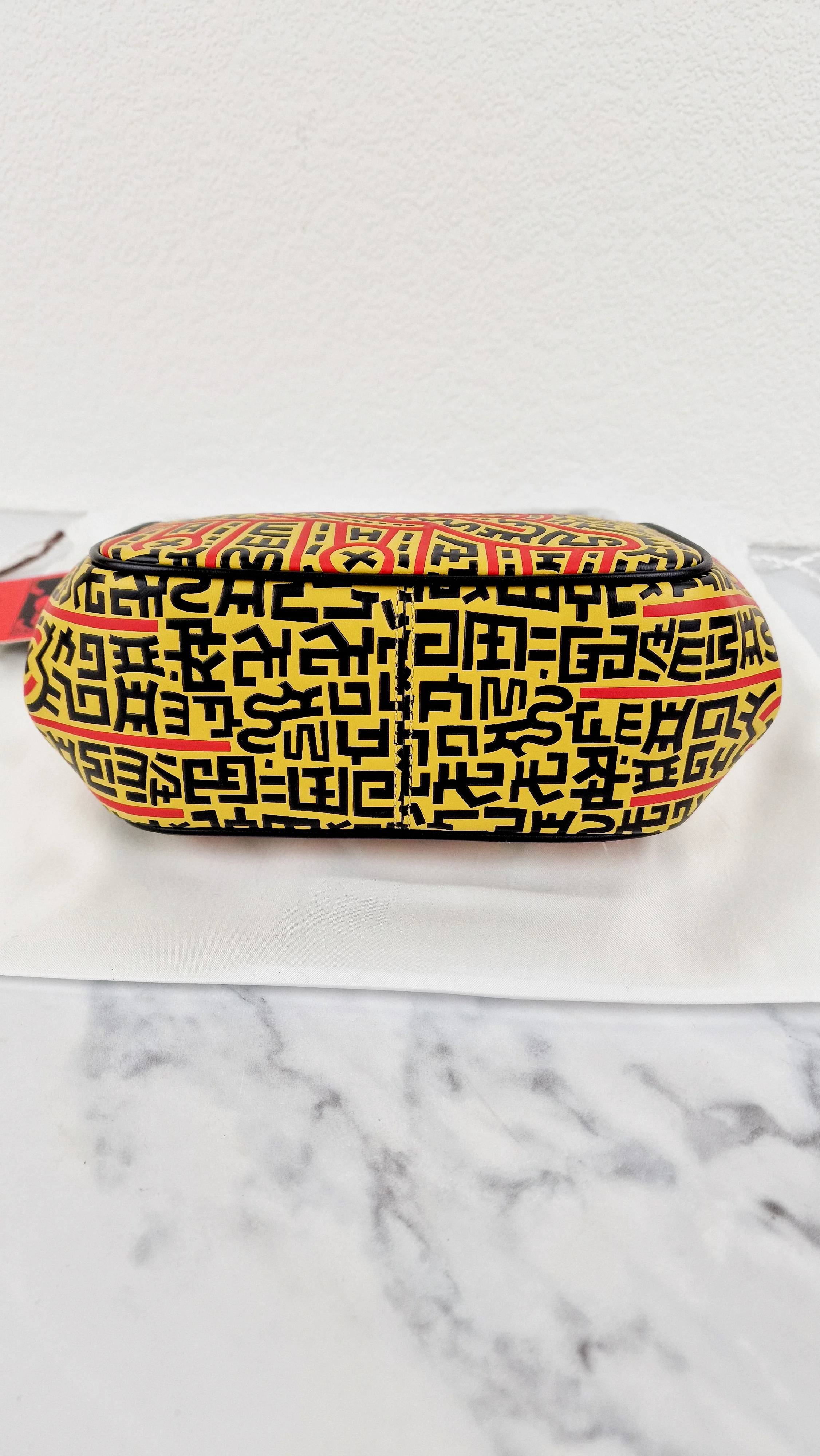 Coach 1941 Disney x Keith Haring Mickey Mouse Ears Kisslock Bag with Maze Artwork Red & Yellow Leather - Coach 7418 - Image 5